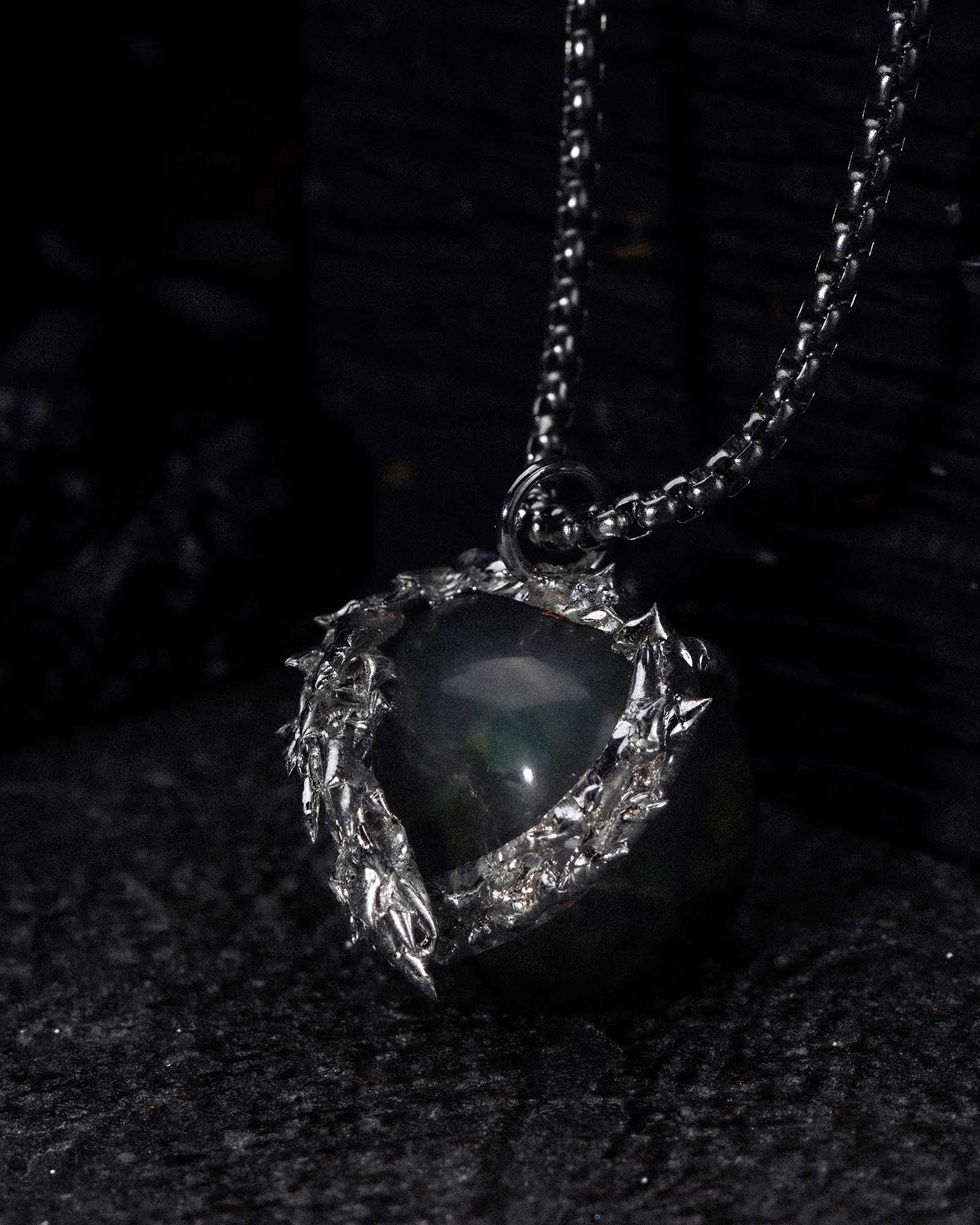 Bramble Core, Statement Hancrafted Soldered Moss Agate Necklace