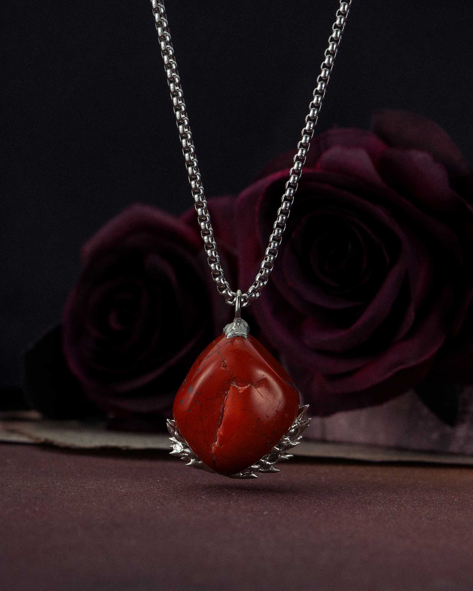 Sacrifice Chain, Bold Hand-soldered Bloodstone Necklace