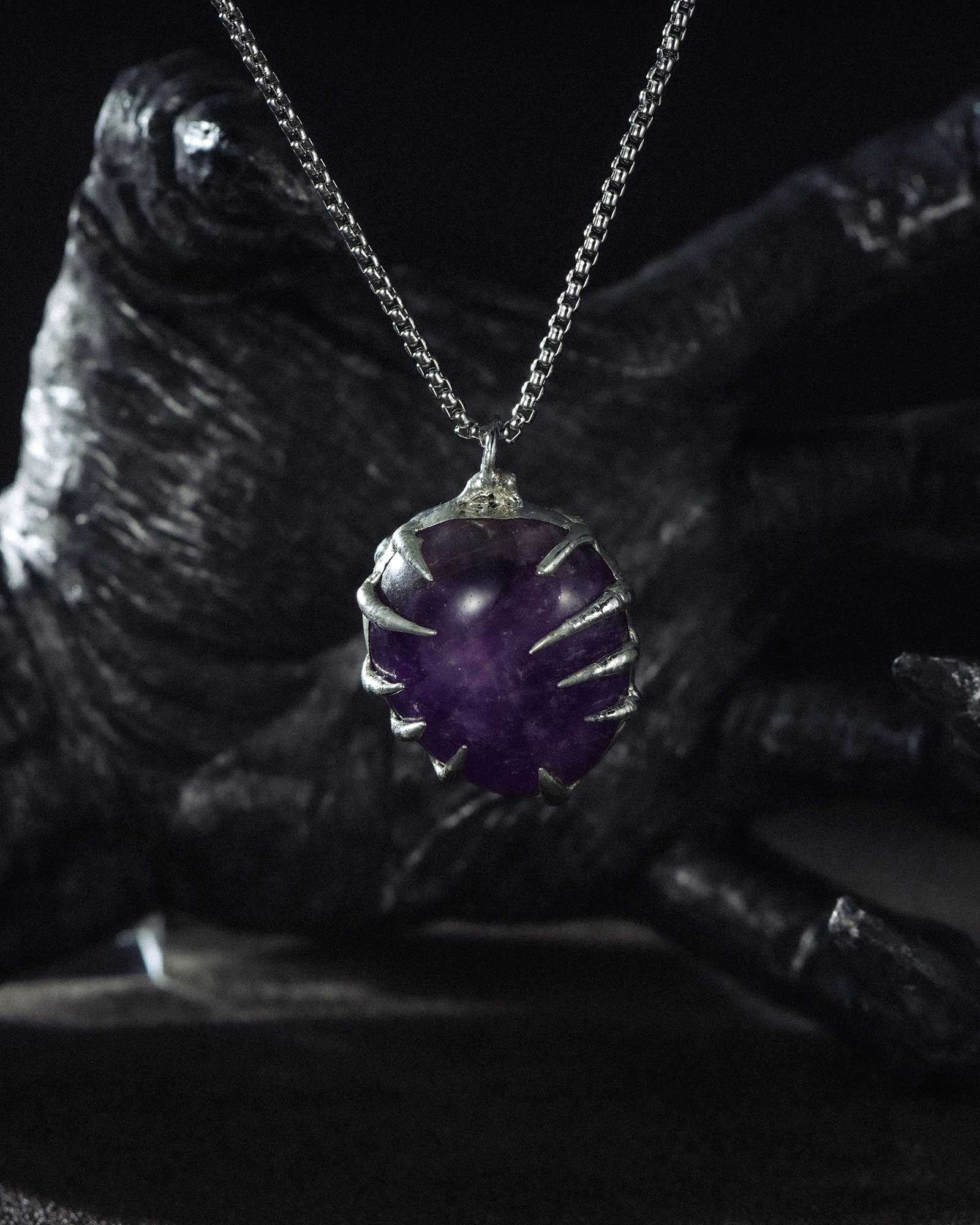 Violet Claw, Alluring Handmade Soldered Amethyst Necklace