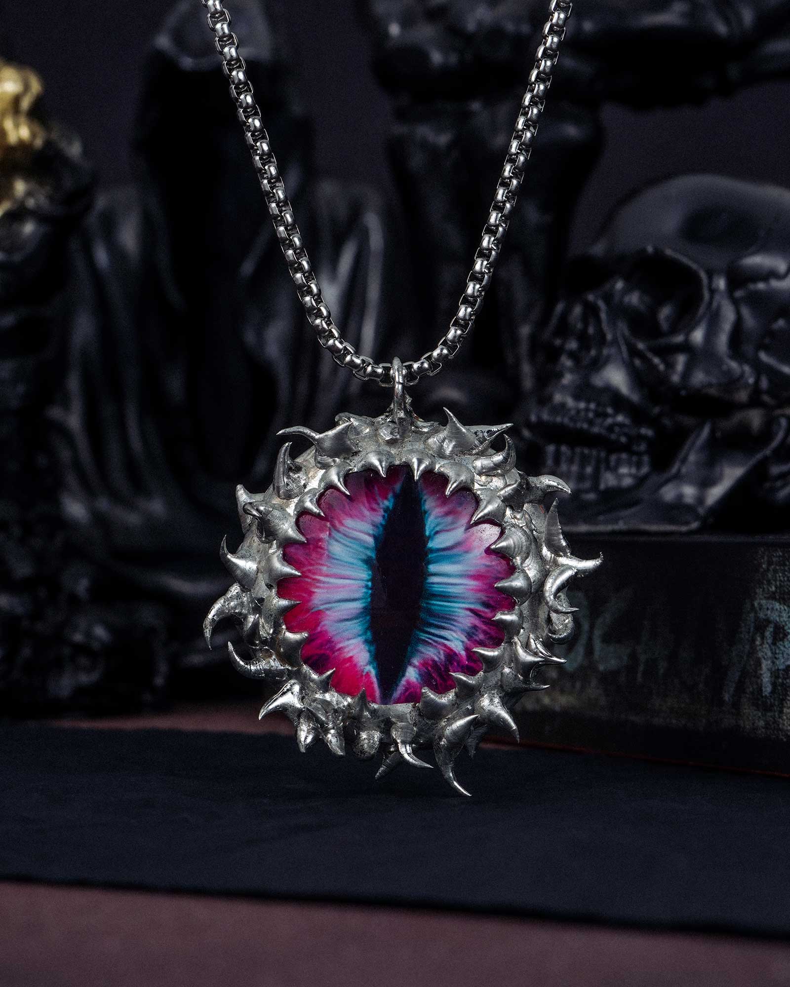 Omen's Ember, Occult Handcrafted Soldered Evil Eye Necklace