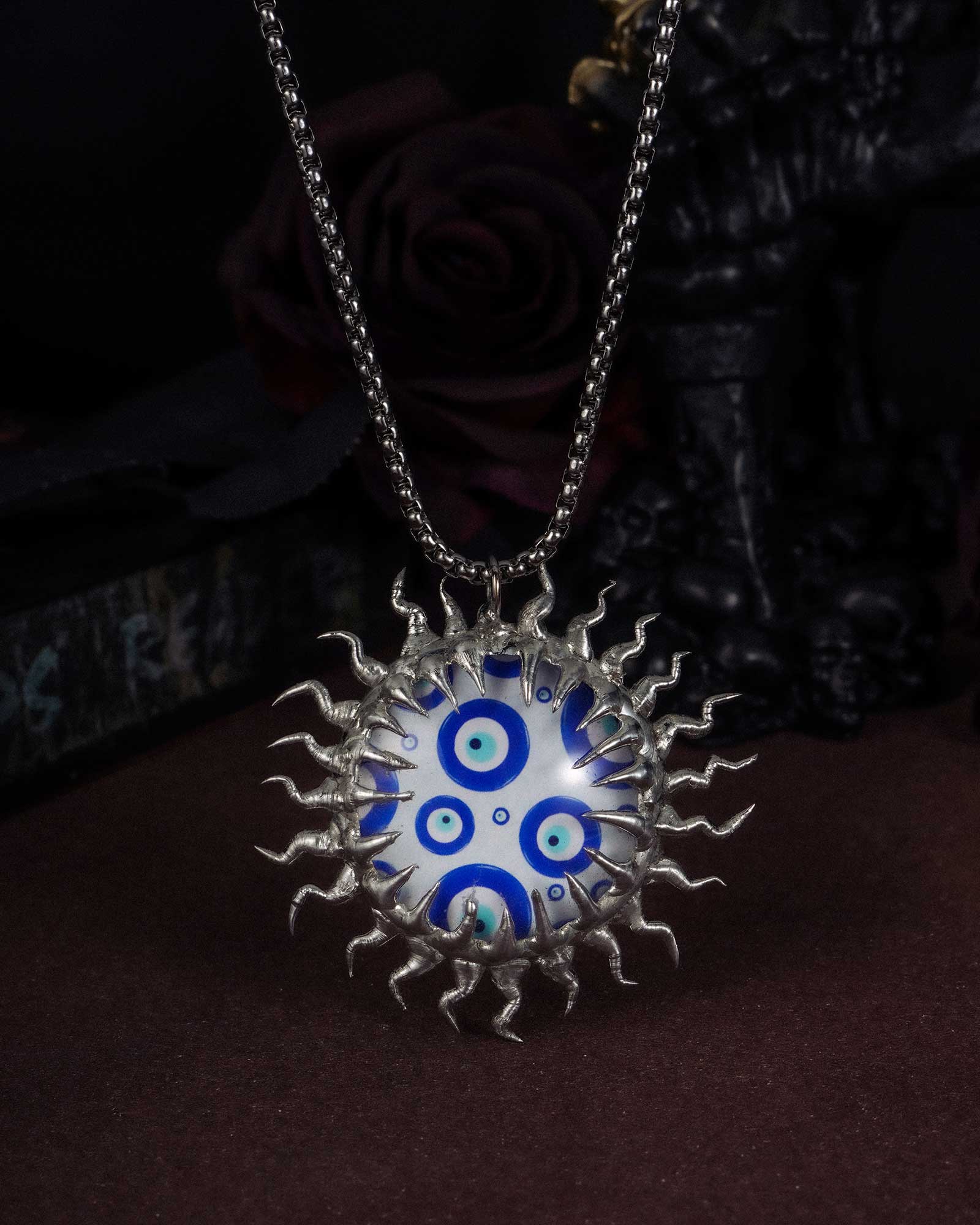 Phantom Vision, Jagged Handmade Soldered Evil Eye Necklace