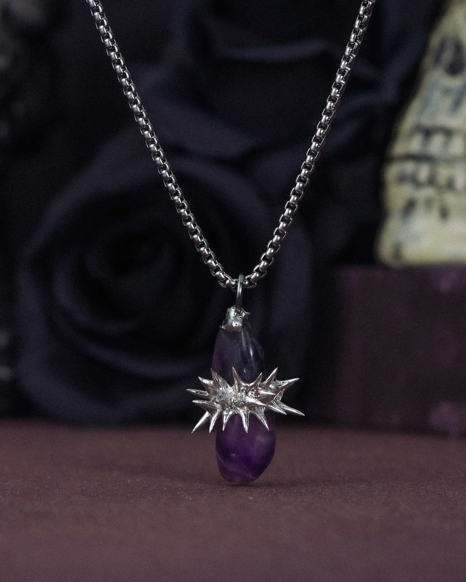 Amethyst Maw, Razor-edged Soldered Amethyst Necklace