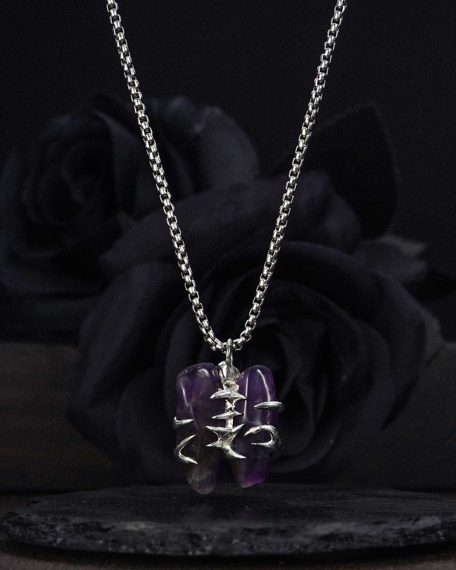 Violet Vice, Sleek Soldered Amethyst Necklace