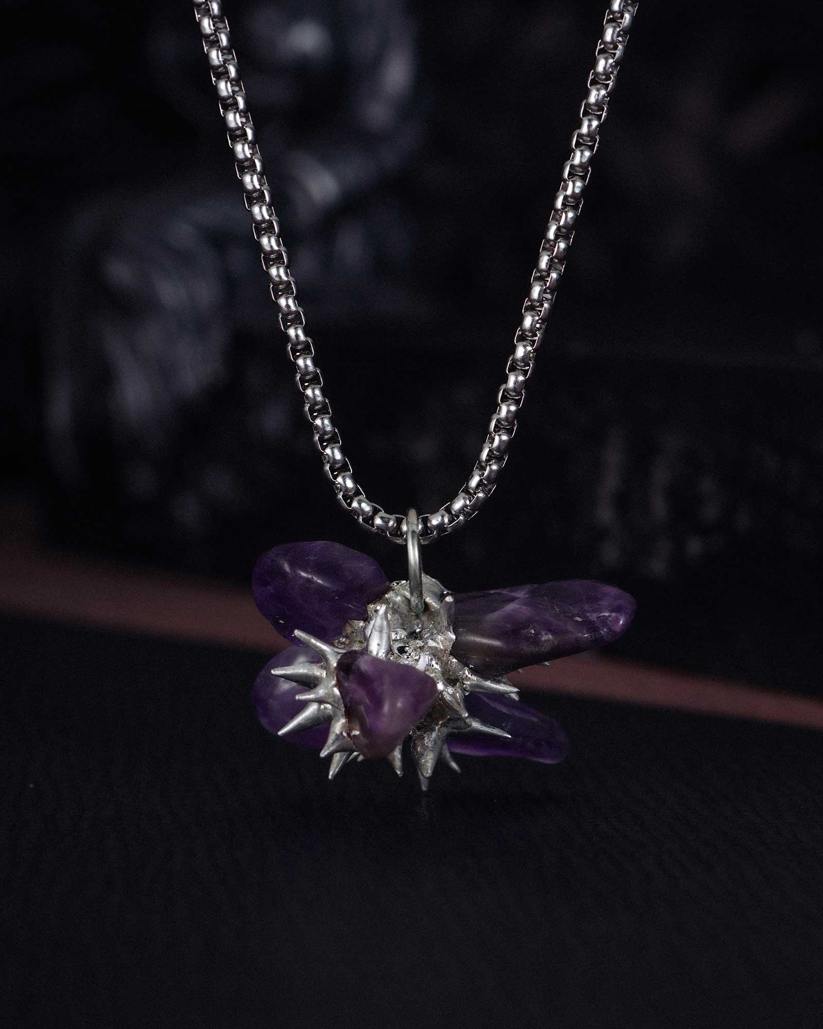Nocturne Bloom, Gothcore Soldered Amethyst Necklace