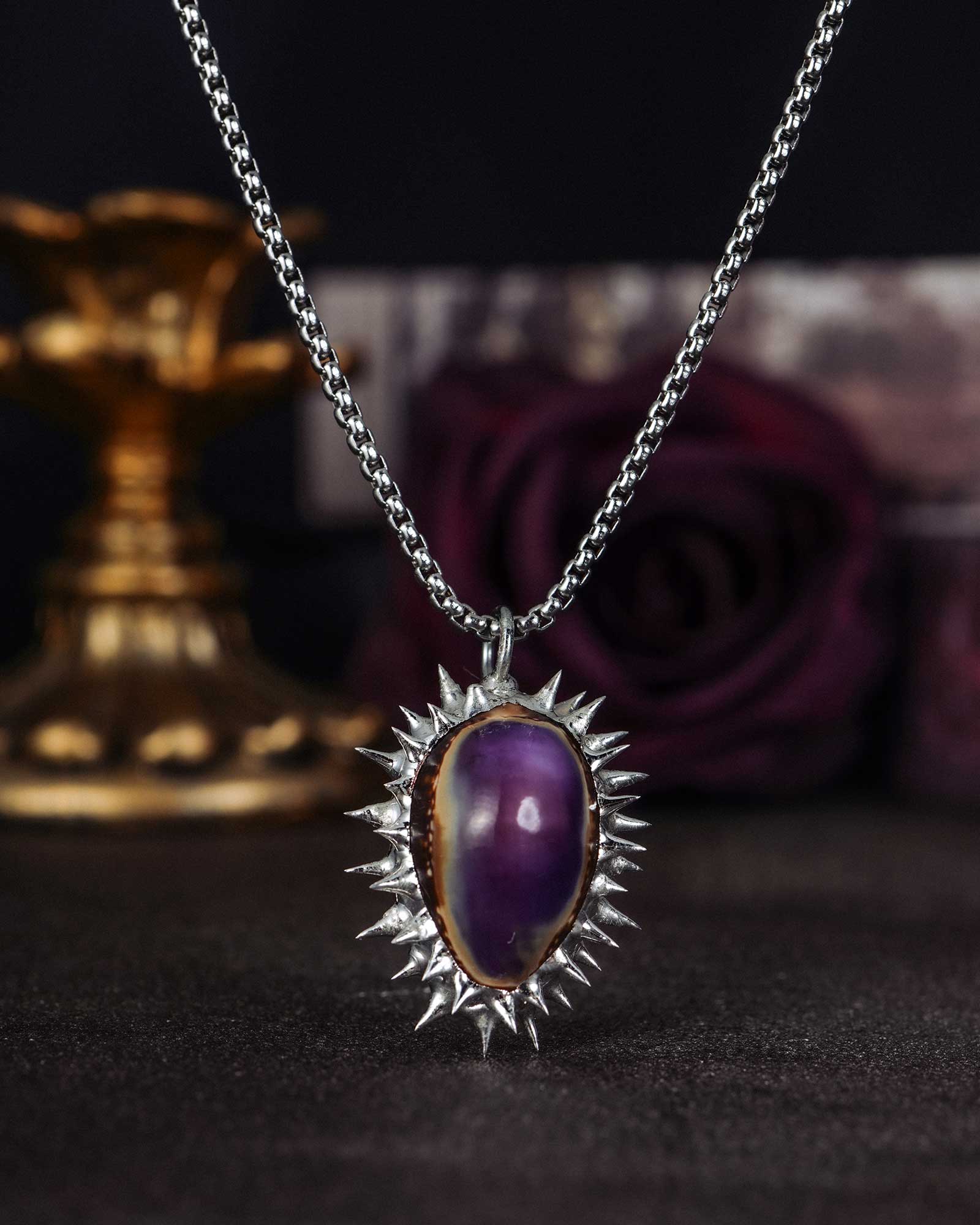 Witch's Cowrie, Magical Soldered Purple Cowrie Shell Necklace
