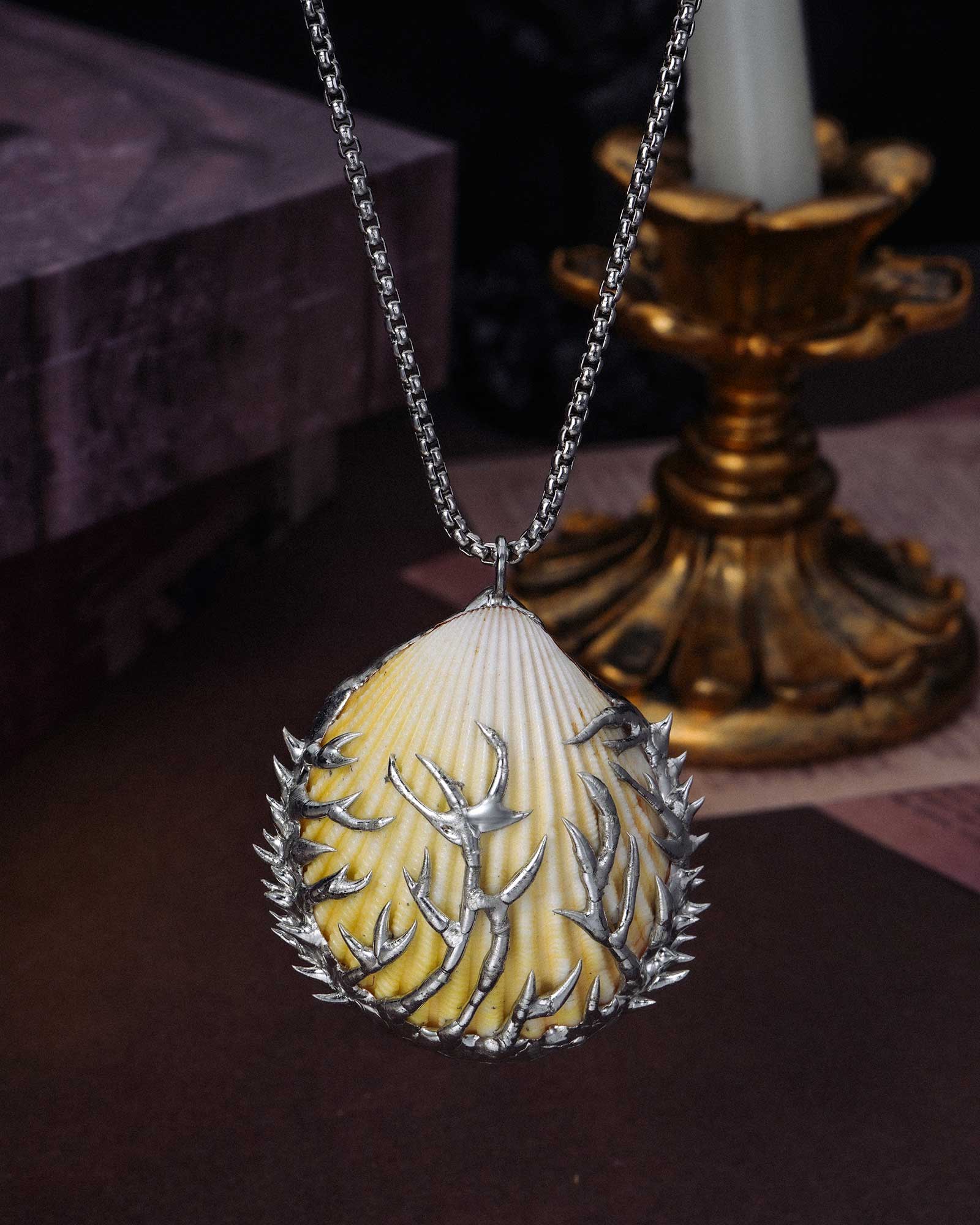 Thorny Coral, Alternative Soldered Seashell Necklace