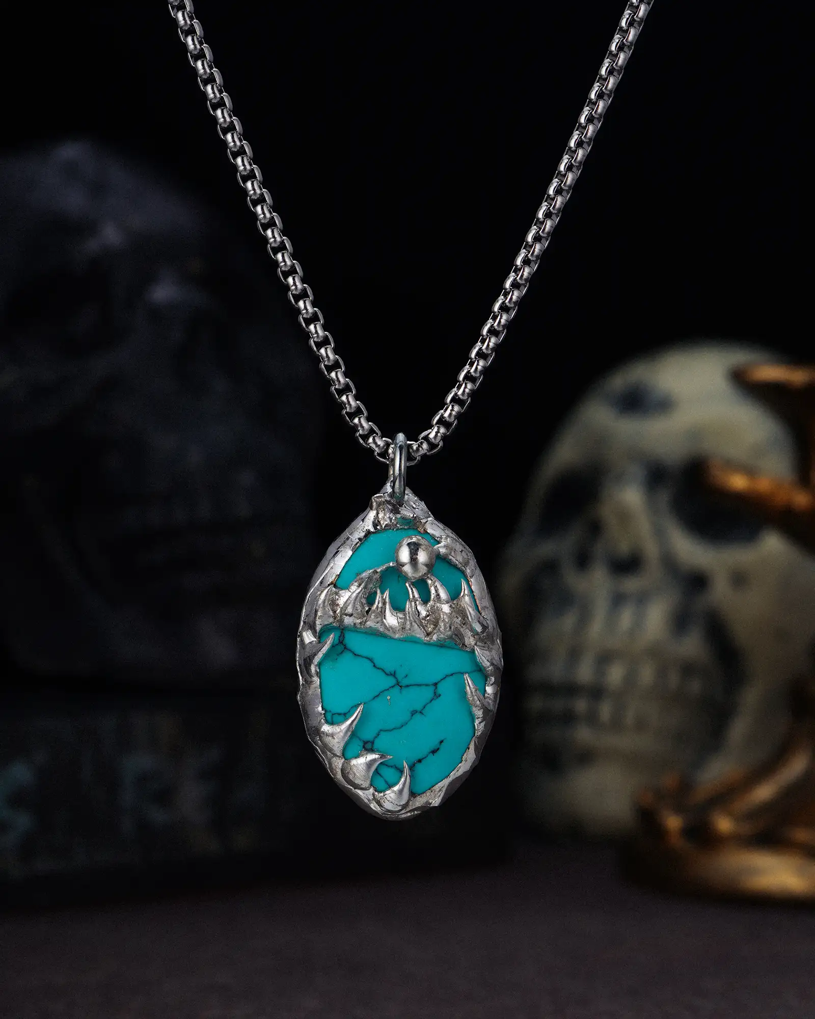 Wyrm Egg, Chic Soldered Turquoise Necklace