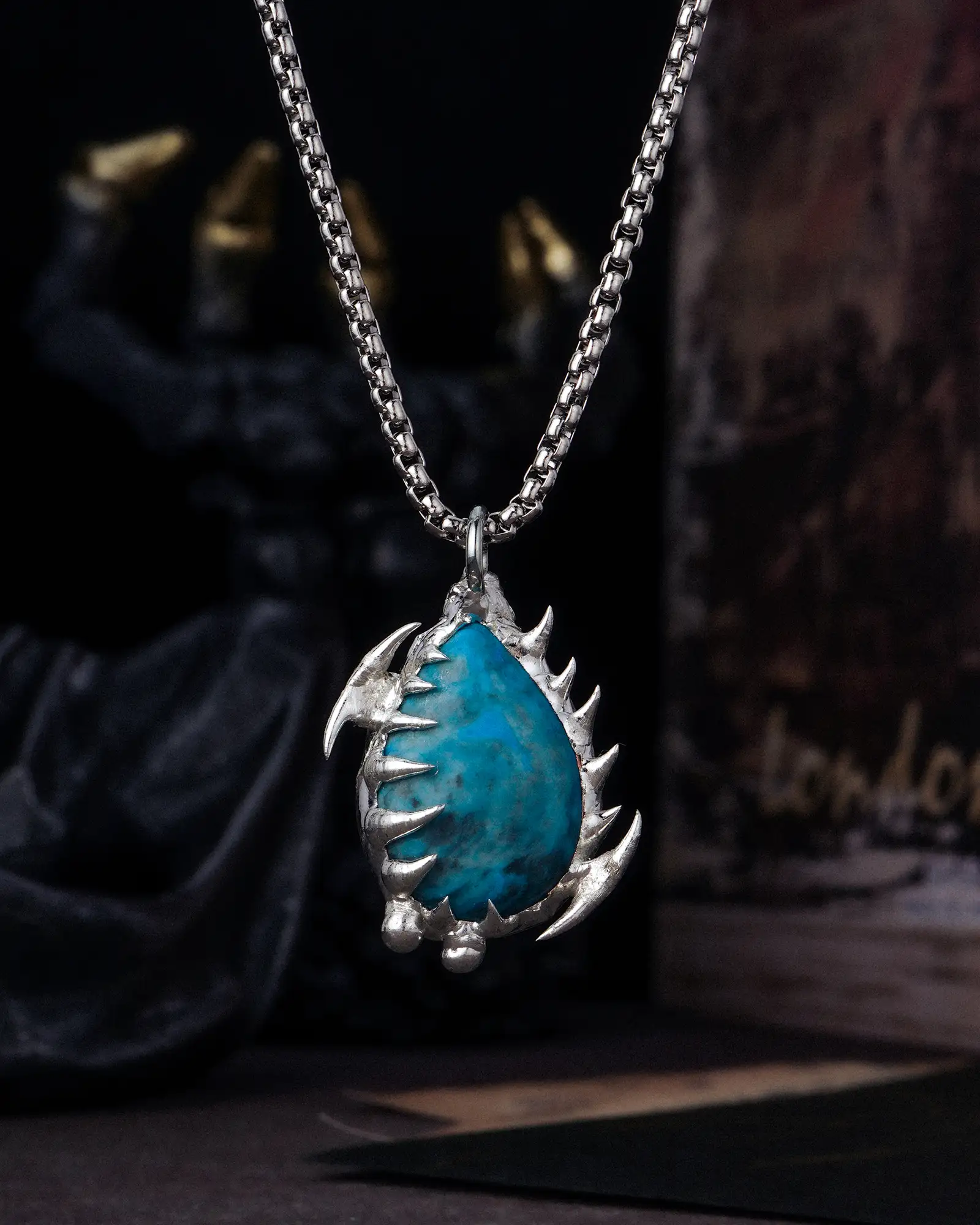 Critter, Whimsical Soldered Turquoise Necklace
