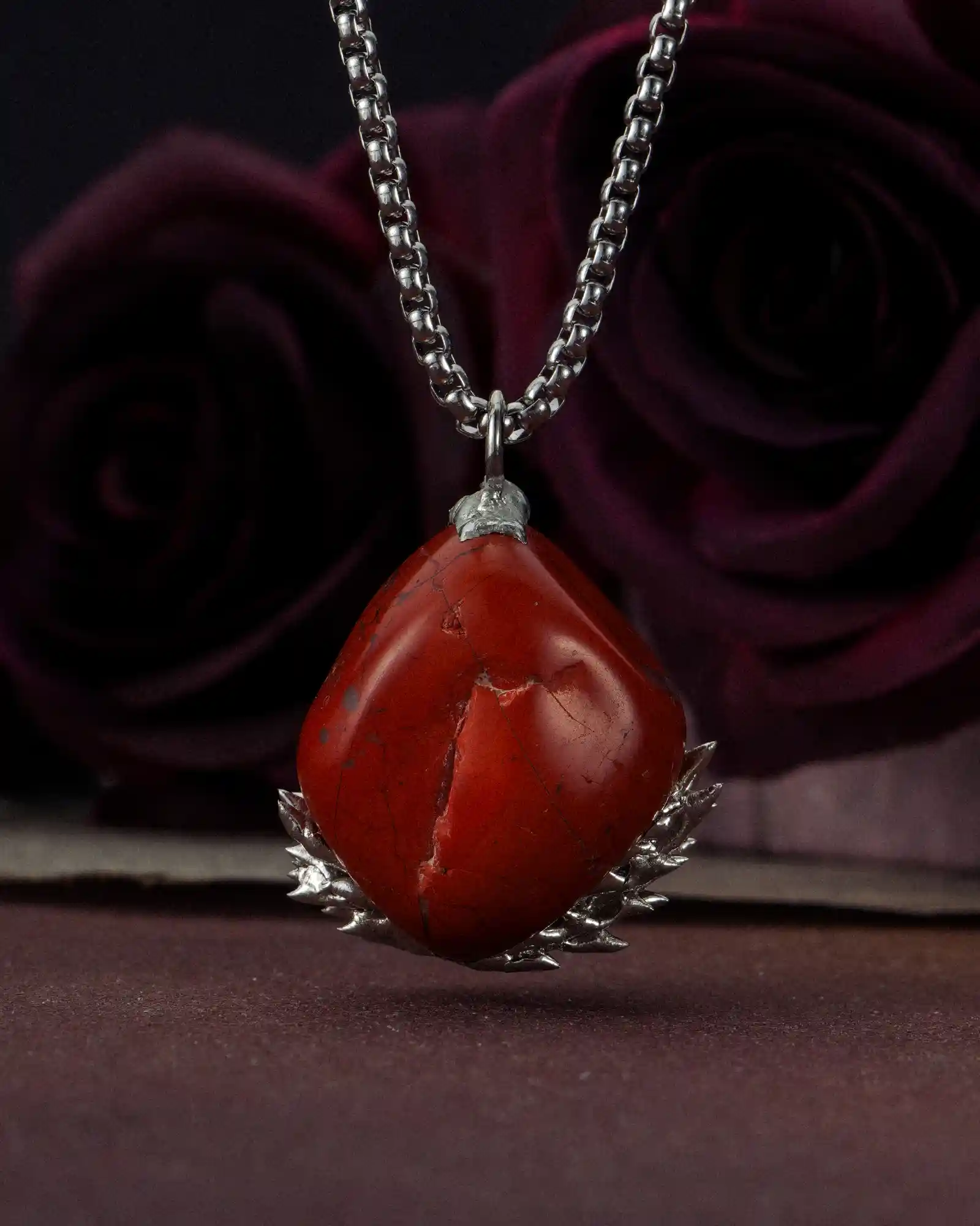 Sacrifice Chain, Bold Hand-soldered Bloodstone Necklace