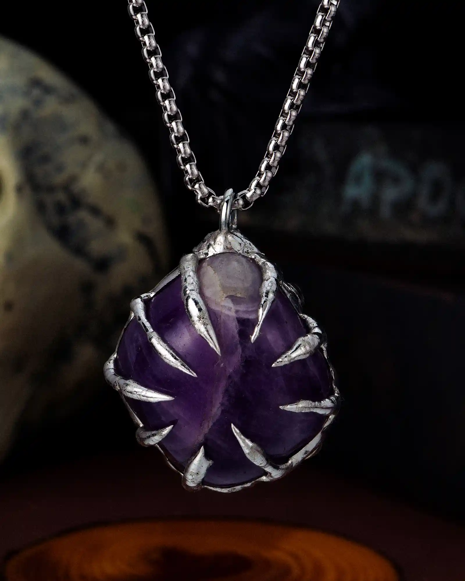 Violet Claw, Alluring Handmade Soldered Amethyst Necklace