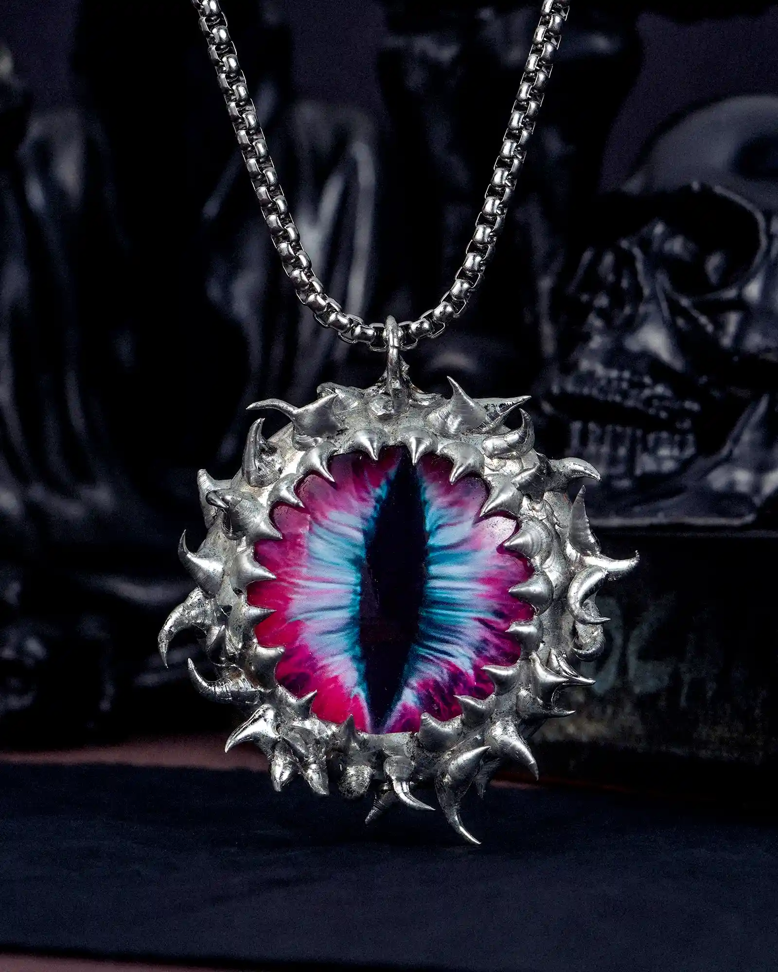 Omen's Ember, Occult Handcrafted Soldered Evil Eye Necklace
