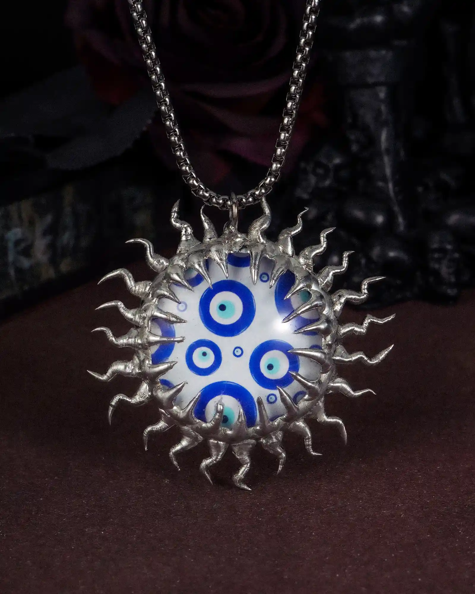 Phantom Vision, Jagged Handmade Soldered Evil Eye Necklace