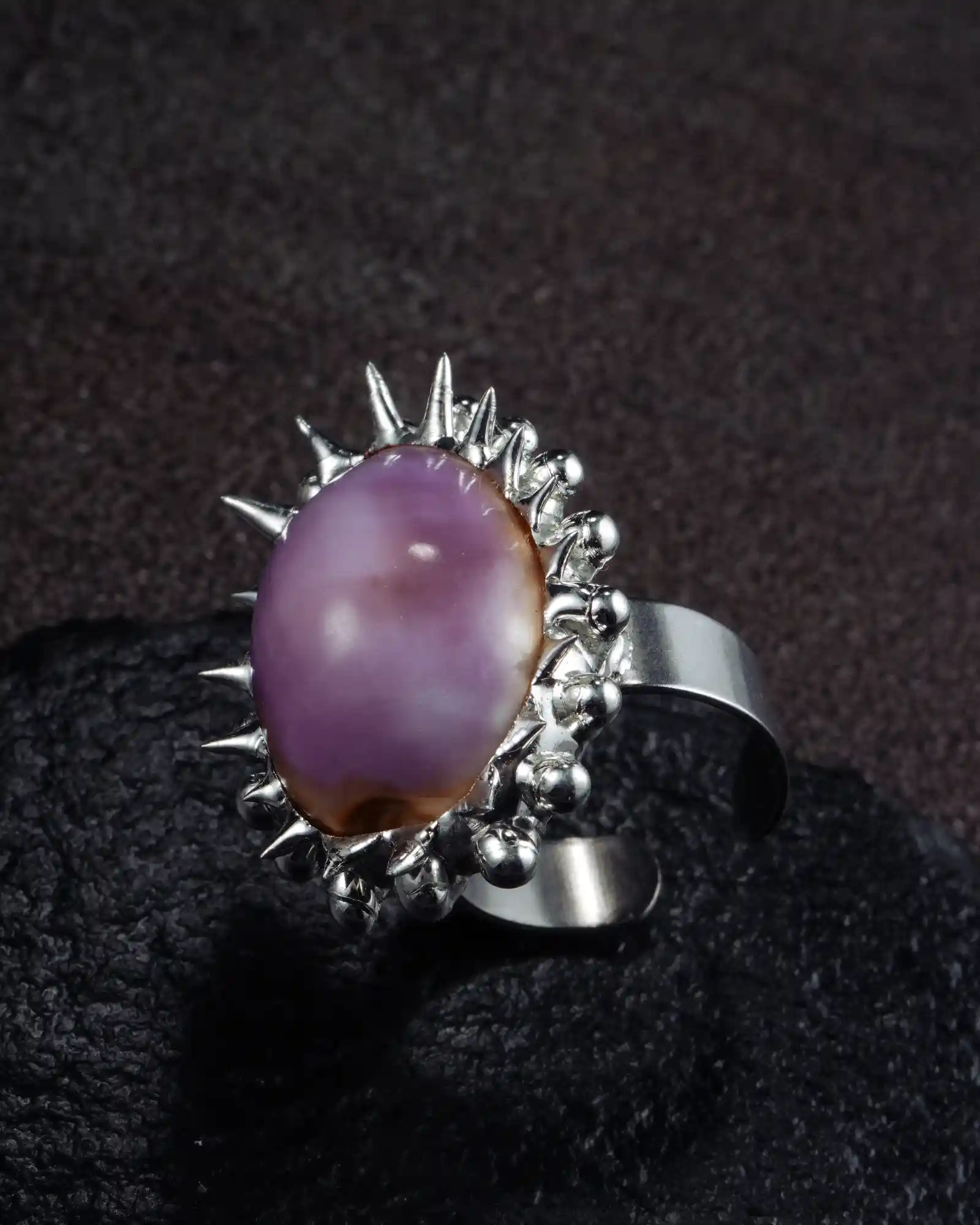 Razorbud, Whimsigoth Soldered Purple Cowrie Shell Ring