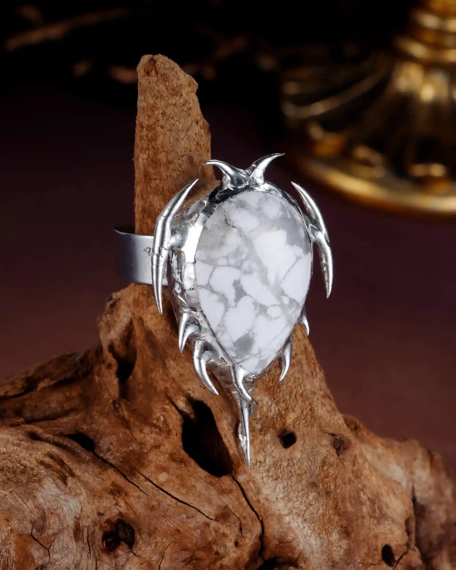 Whitecore Tempest, Funky Soldered White Turquoise Ring
