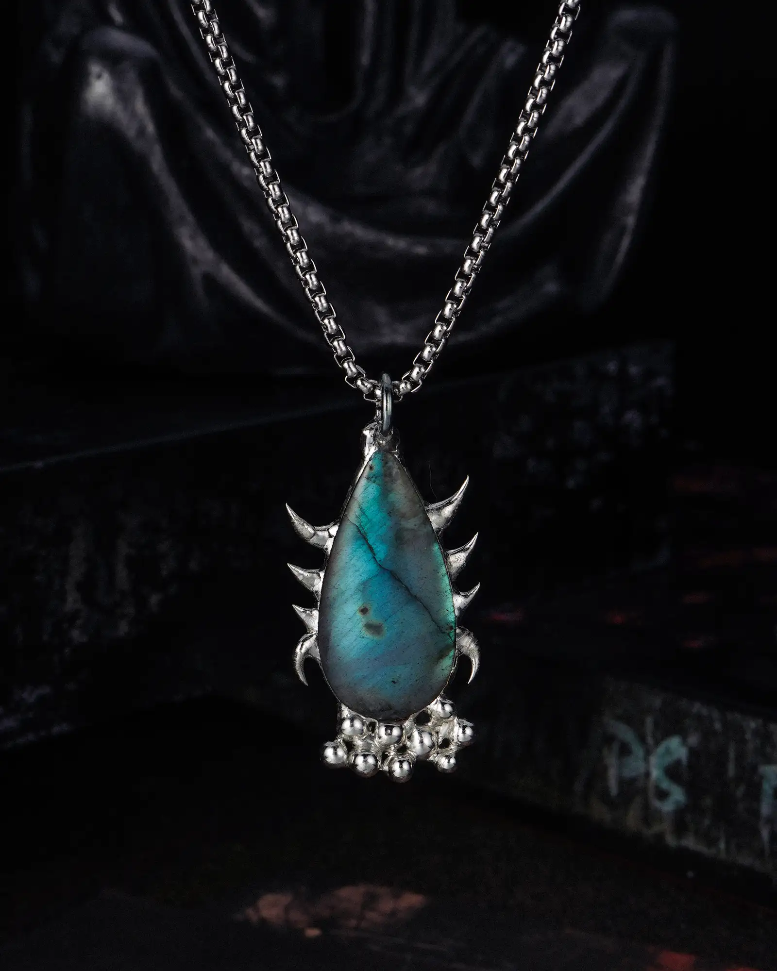 Serpent Ember, Hand-soldered Magical Labradorite Neckalce