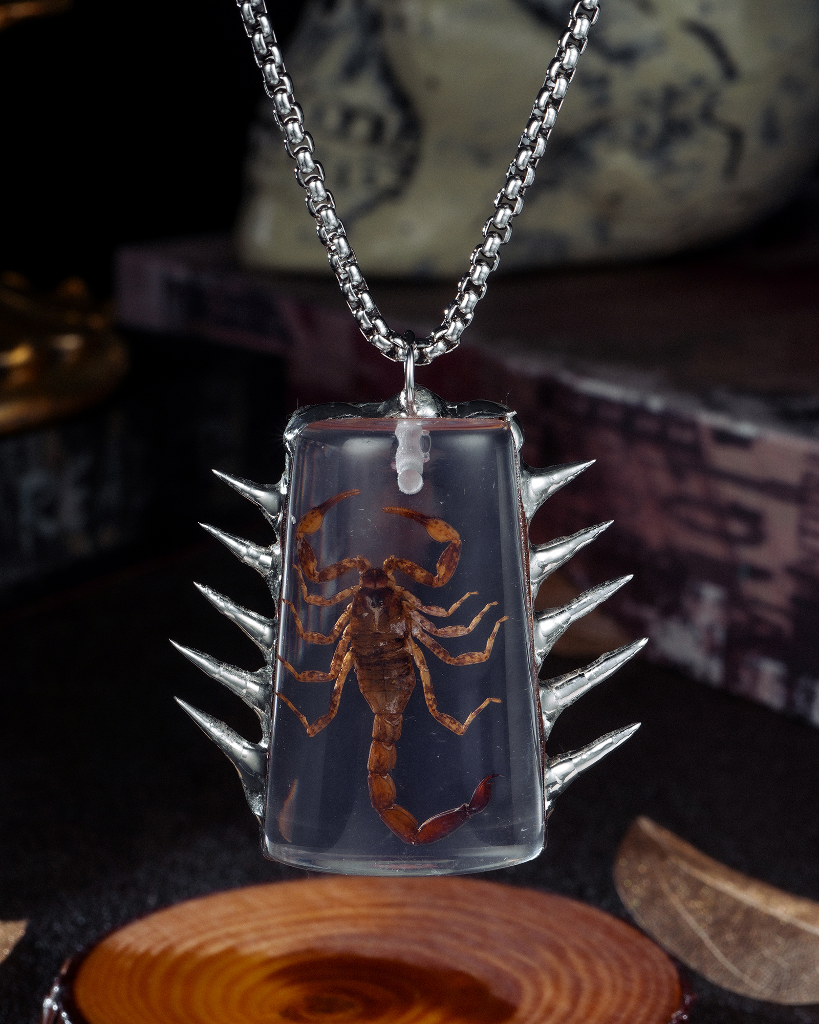 Dreamsting, Sharp Soldered Scorpion Specimen Necklace