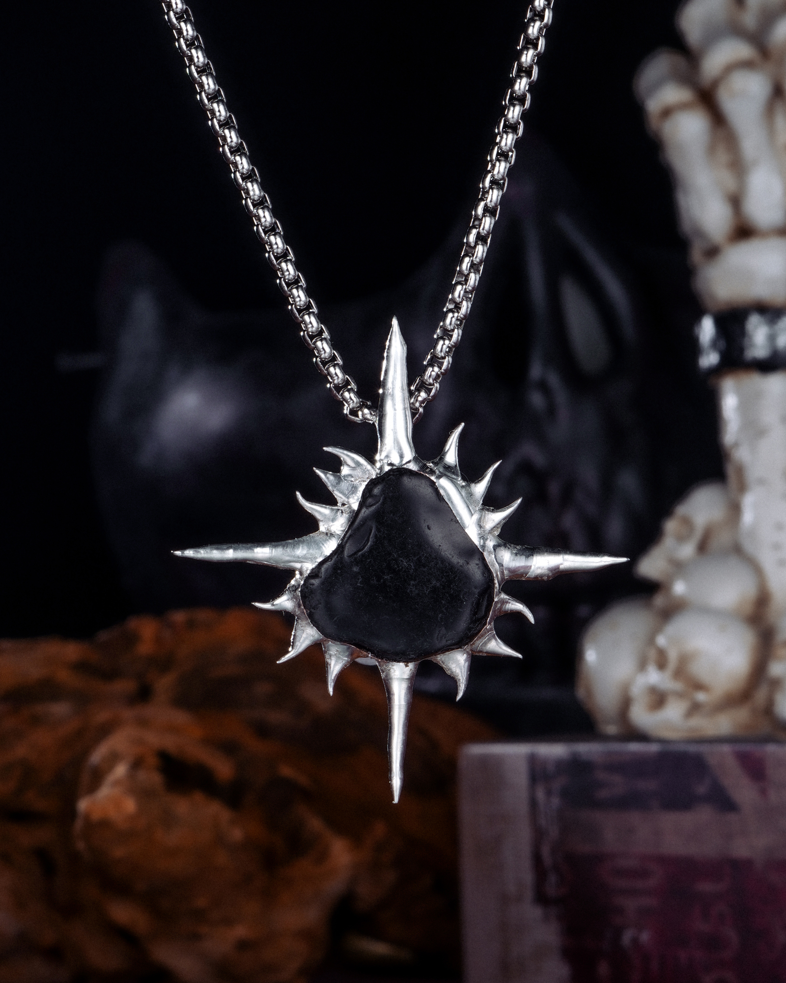 Impaled Void, Sharp Soldered Obsidian Necklace