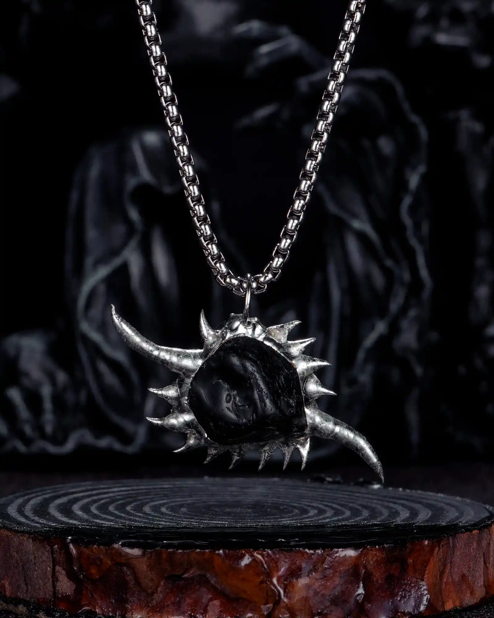 Shadow Spinner, Intense Soldered Obsidian Necklace