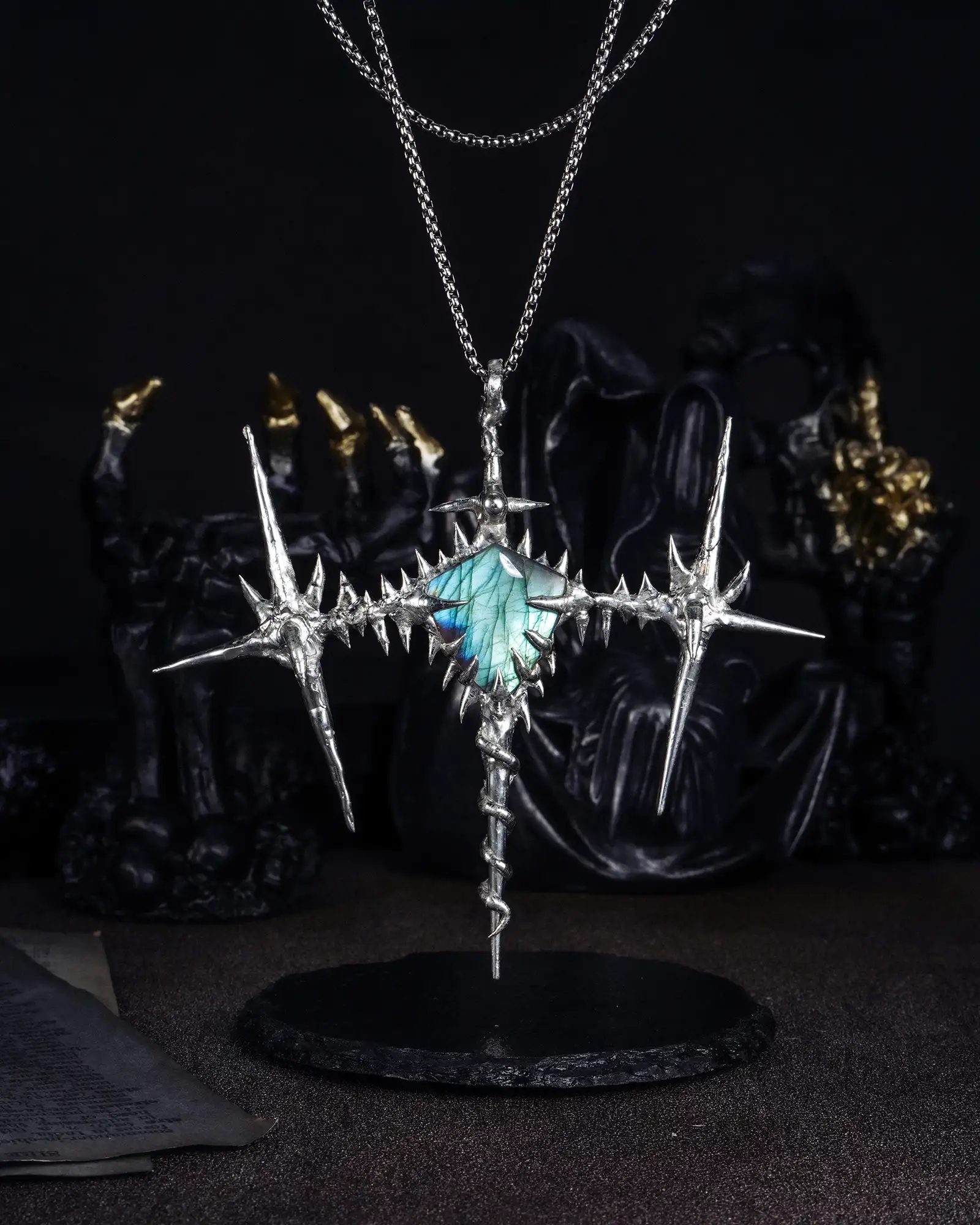 Aegis, Sharp Handcrafted Labradorite Necklace