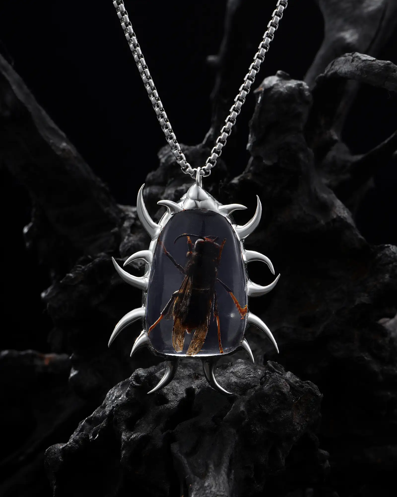Spinecaller, Piercing Wasp Specimen Necklace