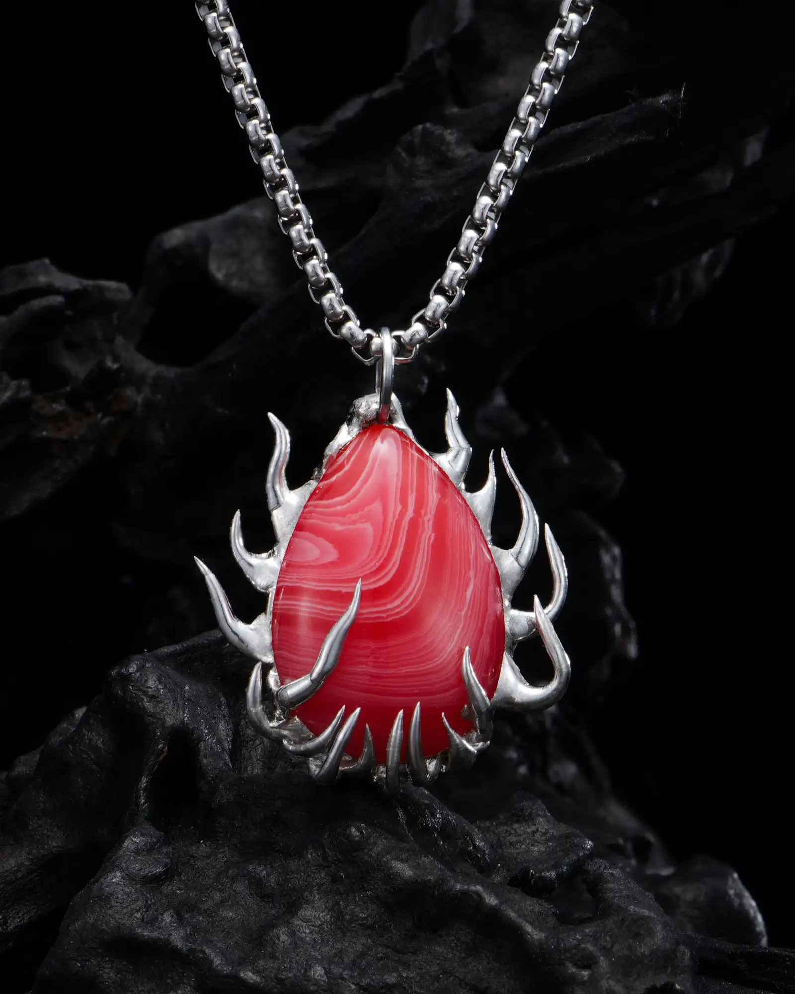 Flaming Heart, Softsolder Red Turquoise Necklace