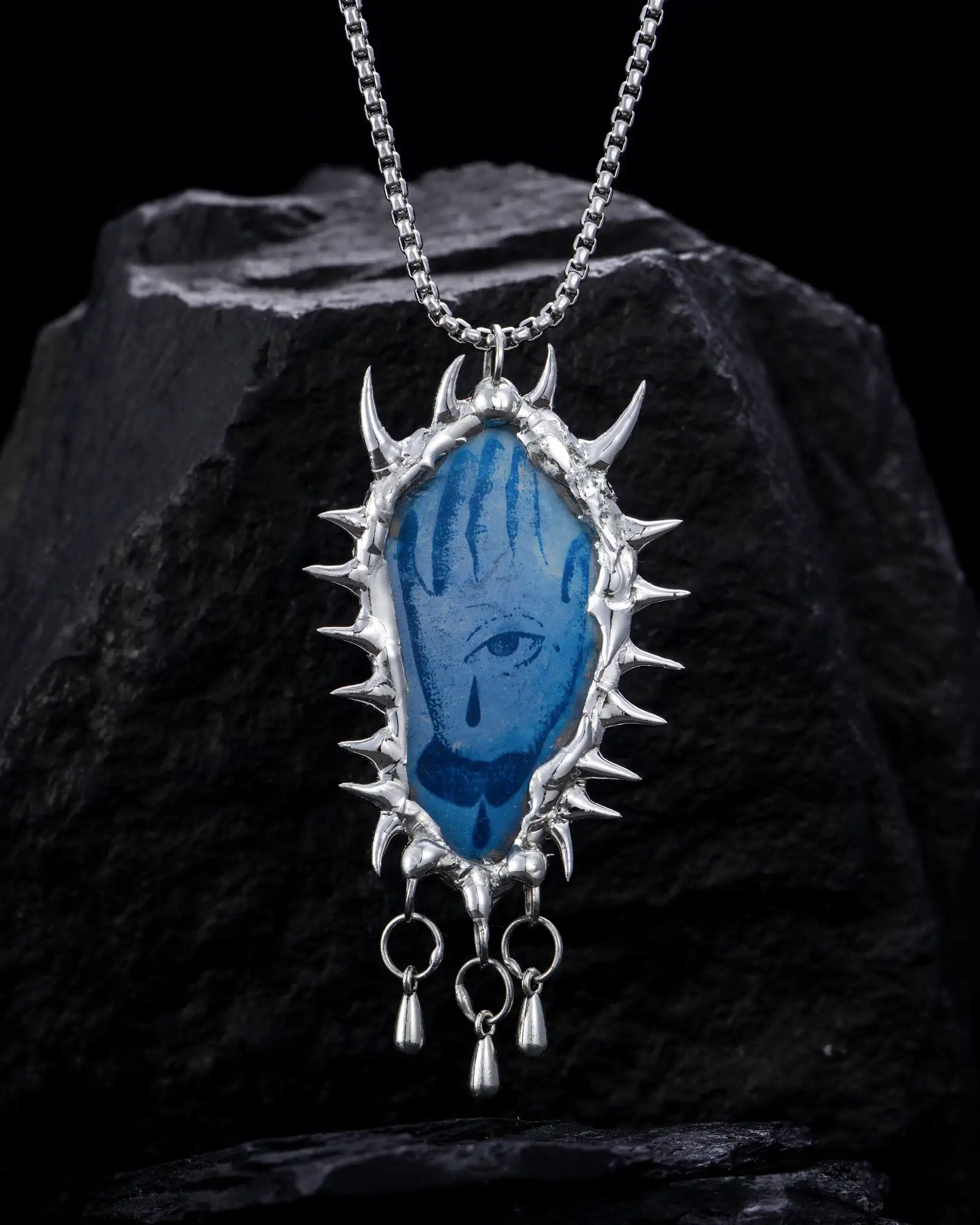 Stop, Chic Soft-soldered Cyanotype Necklace