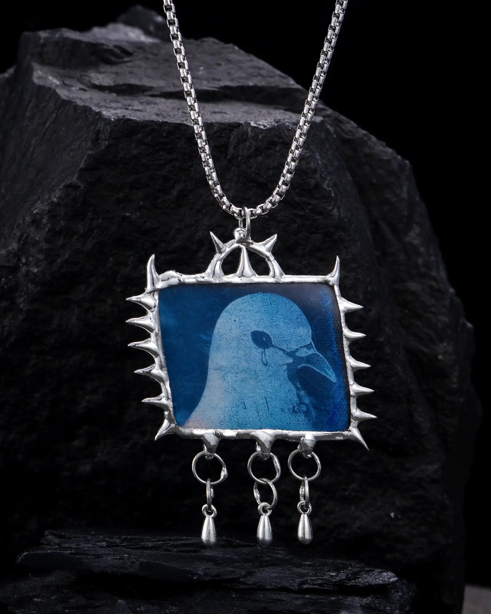 Gaze of Peace, One-of-A-Kind Cyanotype Necklace