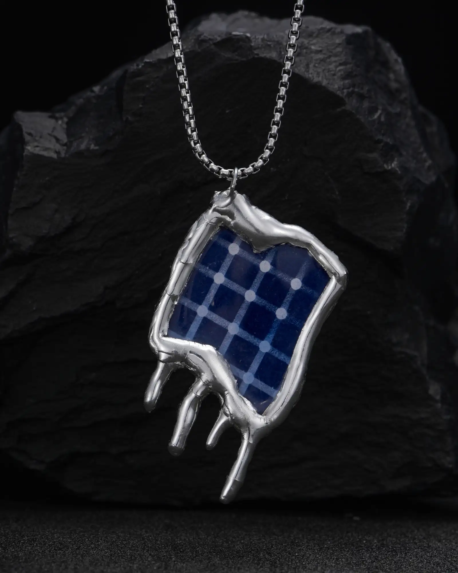 Blind, Alternative Soldered Cyanotype Necklace