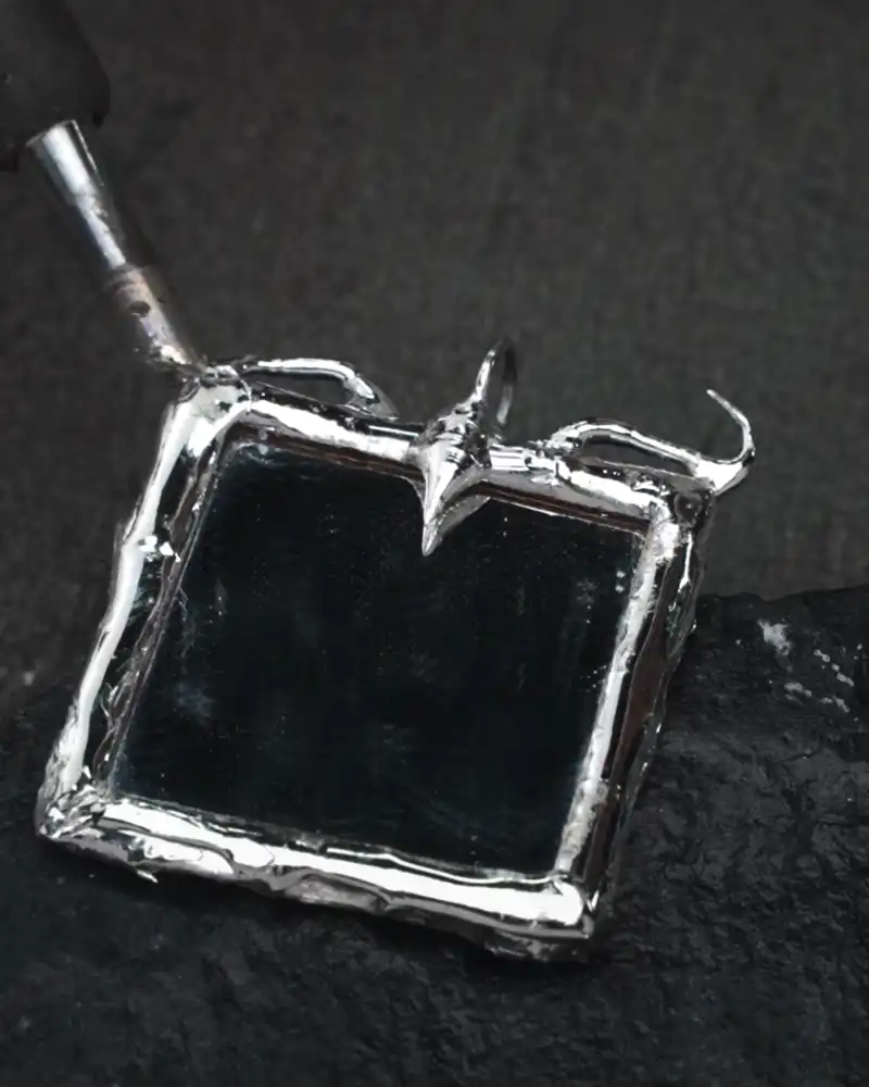 Vesperglass Heart, Dark Romantic Mirror Necklace - view 1