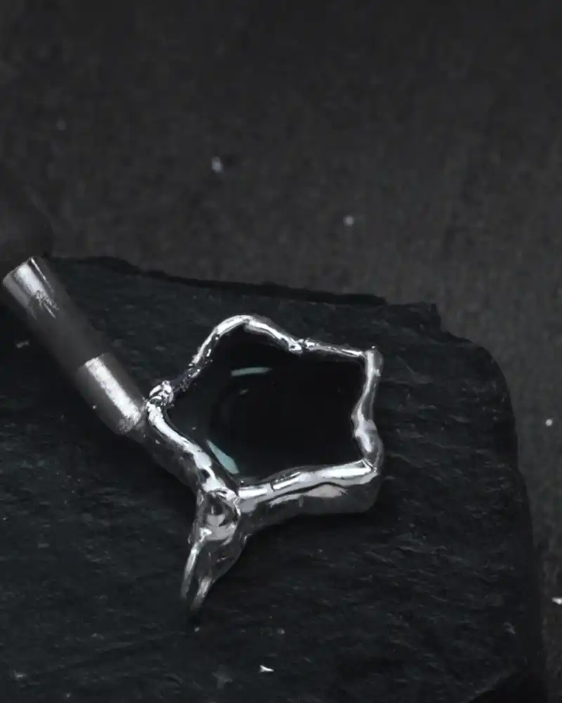 Obsidian Core, Tenebrous Soldered Crystal Pendant - view 1