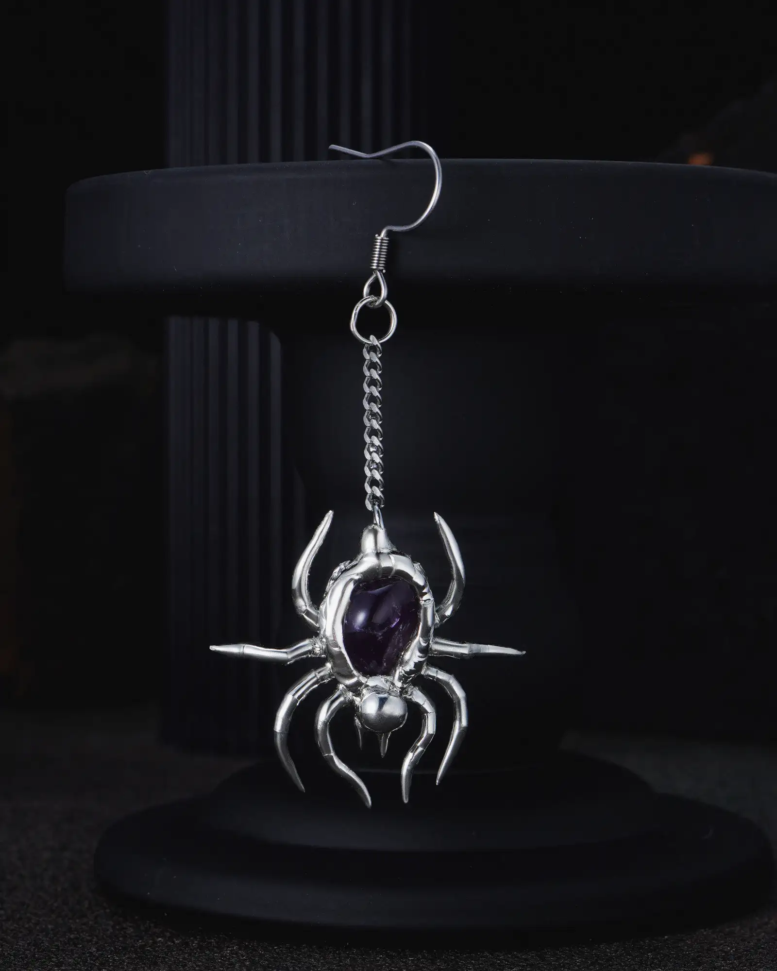 [One Earring Only] Amethyst Weaver, Chic Soldered Crystal Earring - view 2