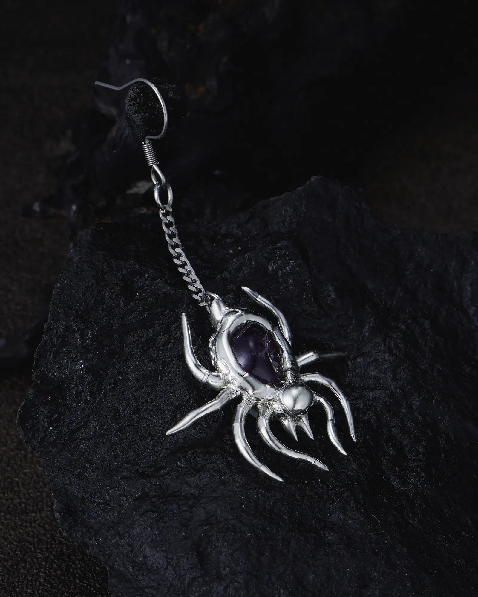 [One Earring Only] Amethyst Weaver, Chic Soldered Crystal Earring - view 4