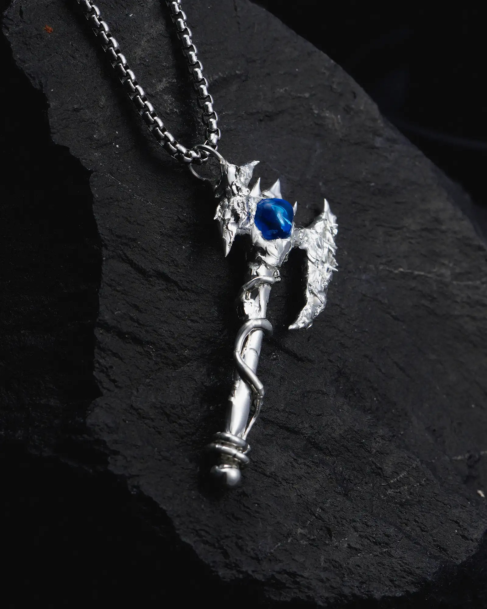 The Labrys, Gothic Hand Soldered Crystal Necklace - view 4