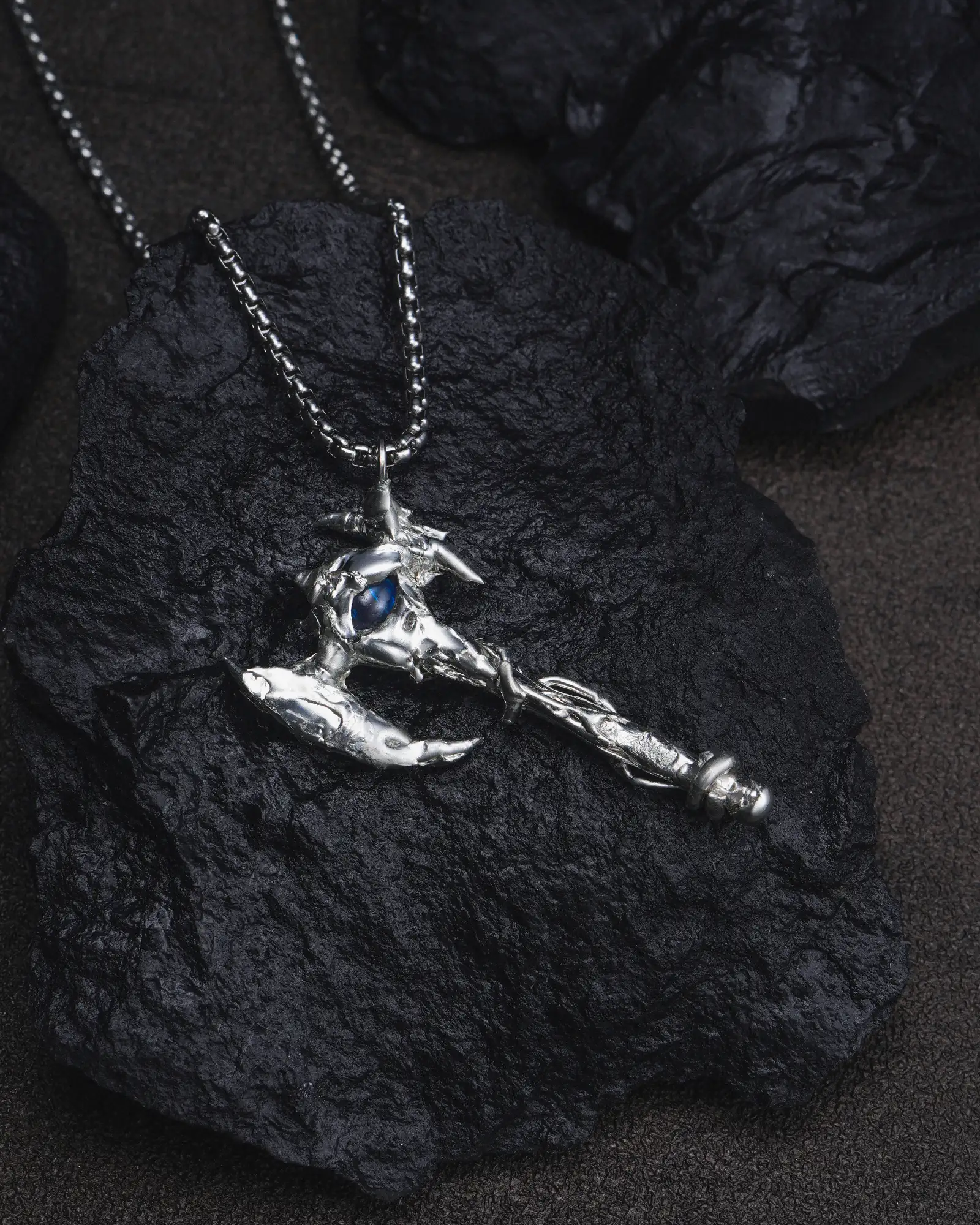 The Labrys, Gothic Hand Soldered Crystal Necklace - view 5
