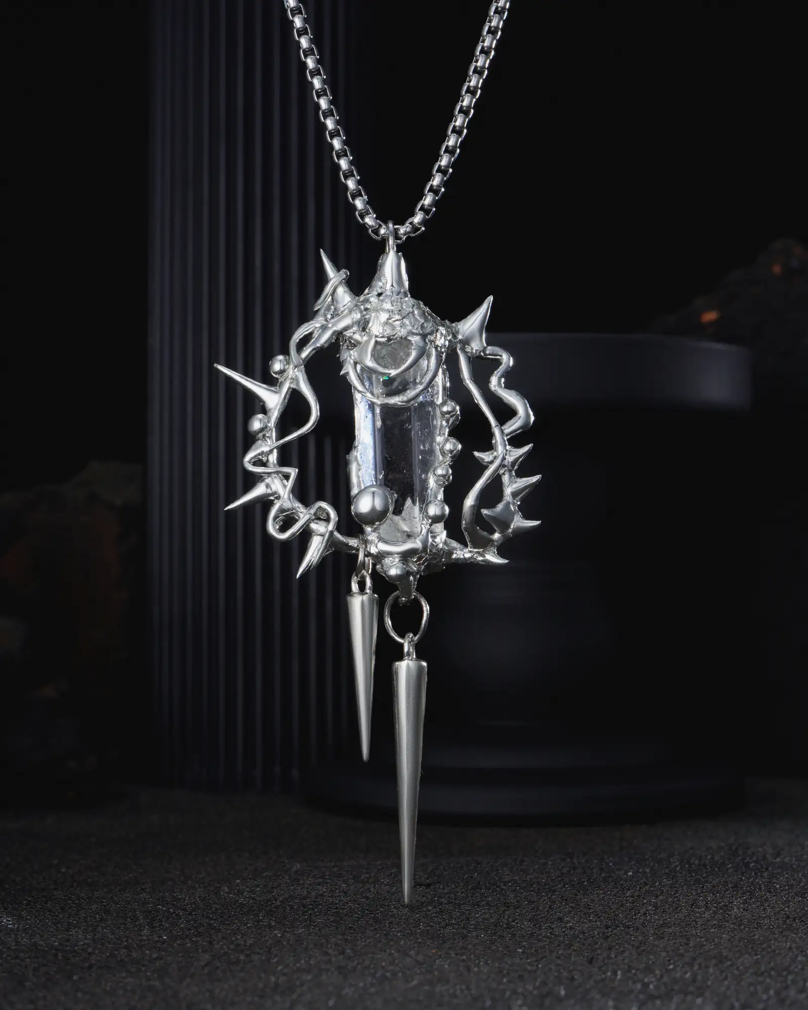 Frozen Covenant, Gothic Soldered Crystal Necklace - view 1