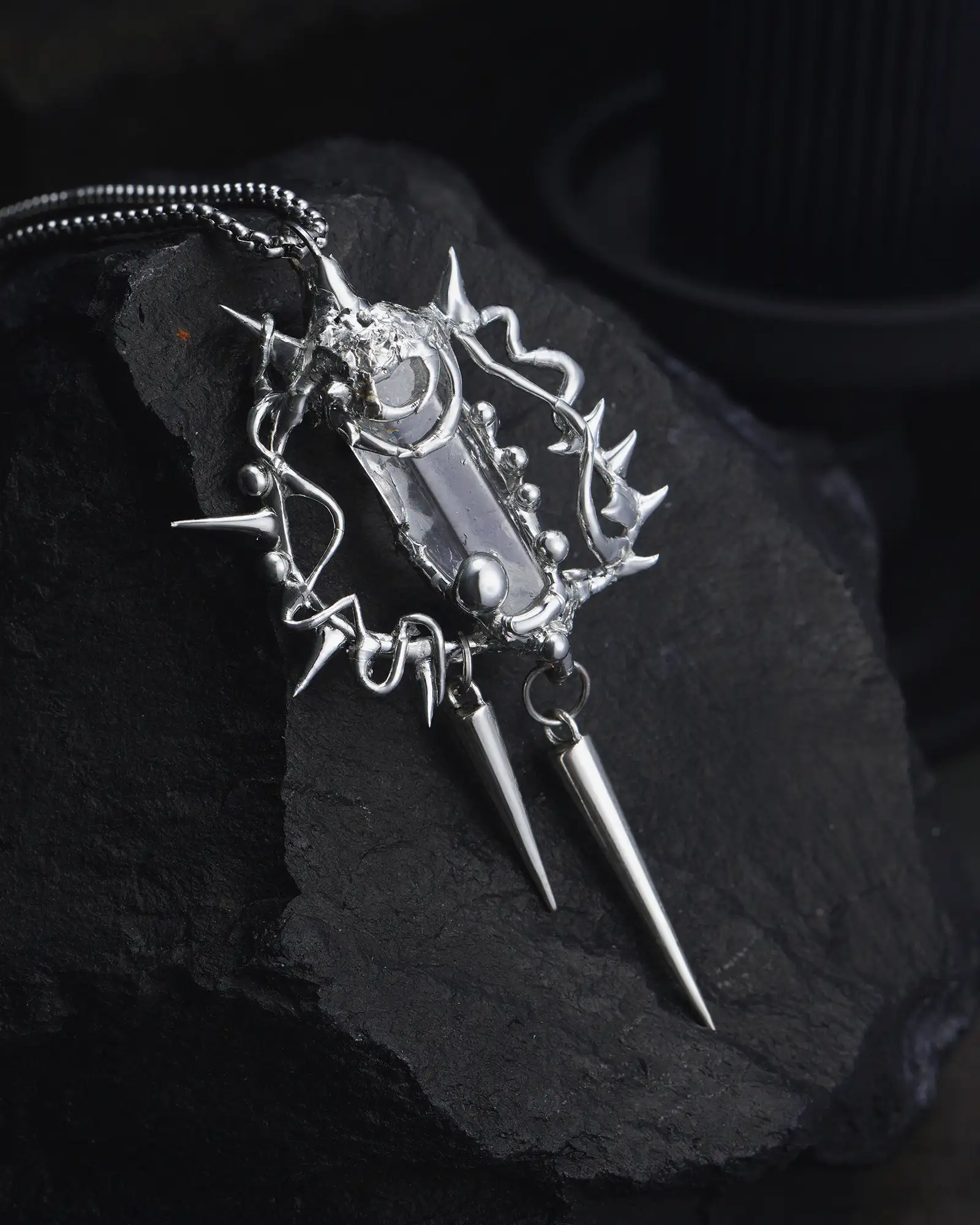 Frozen Covenant, Gothic Soldered Crystal Necklace - view 2