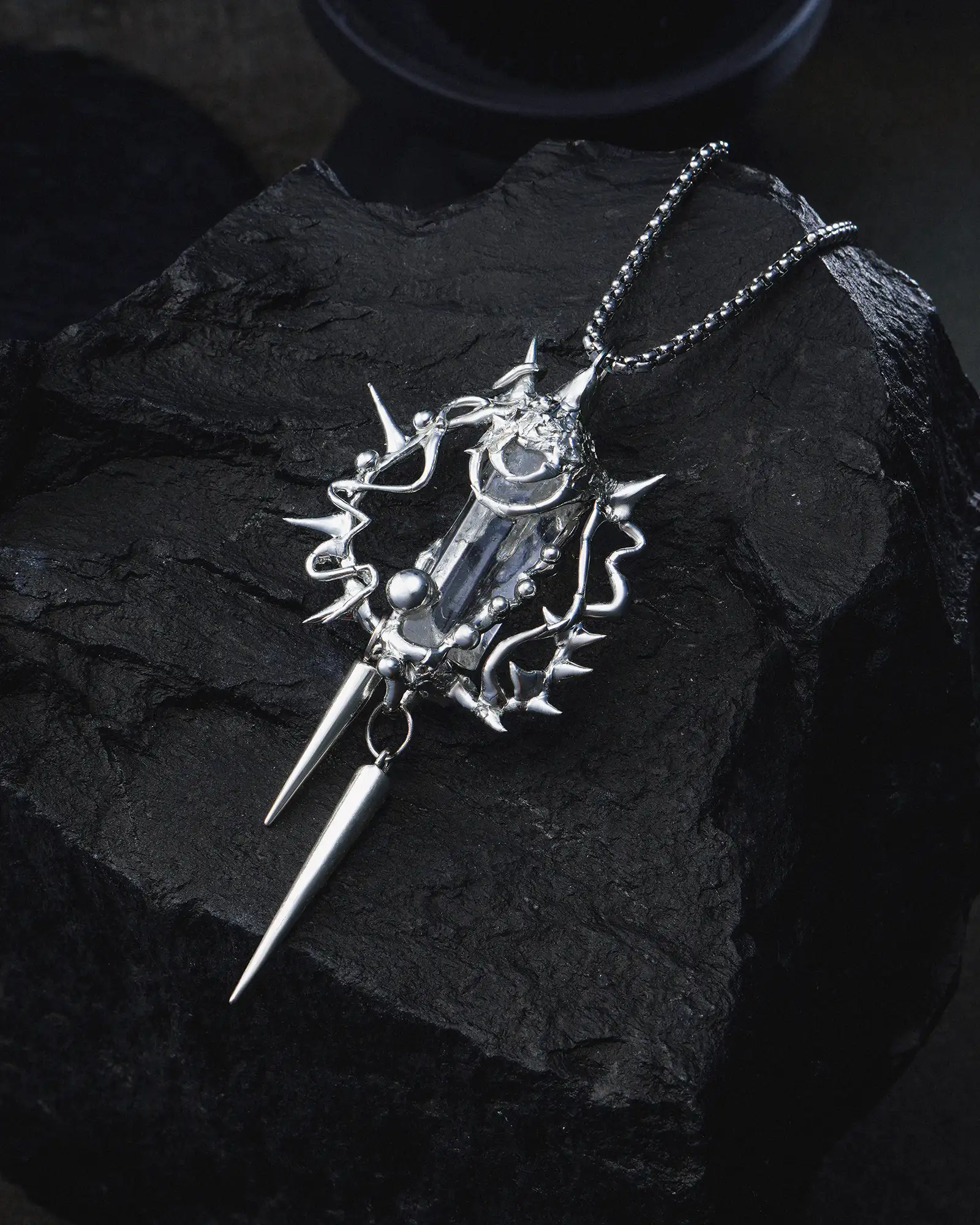 Frozen Covenant, Gothic Soldered Crystal Necklace - view 3