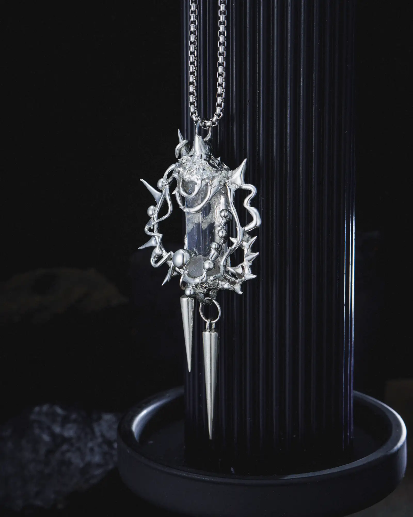 Frozen Covenant, Gothic Soldered Crystal Necklace - view 4