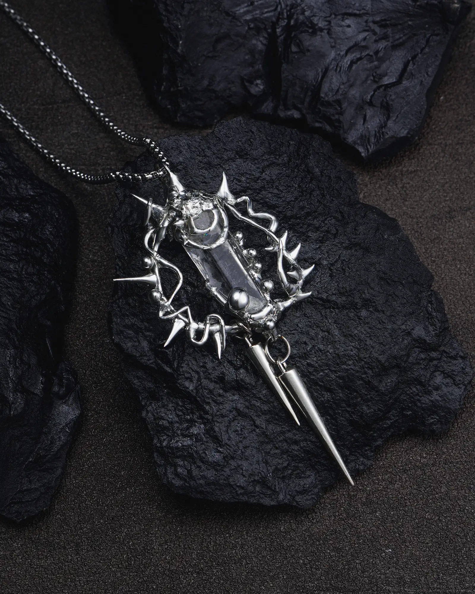 Frozen Covenant, Gothic Soldered Crystal Necklace - view 5