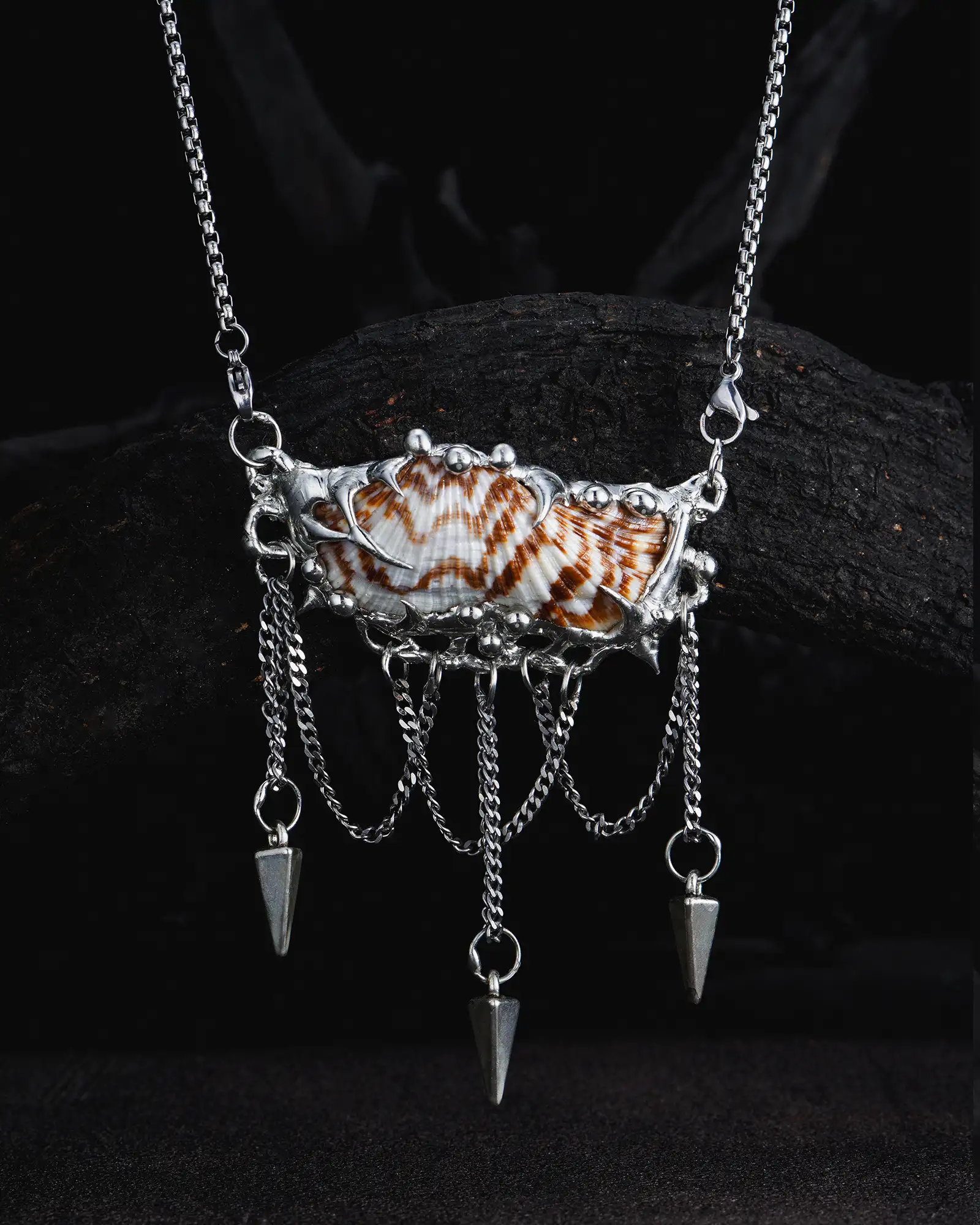 Tassel Ark, Sleek Hand-soldered Seashell Necklace - view 1