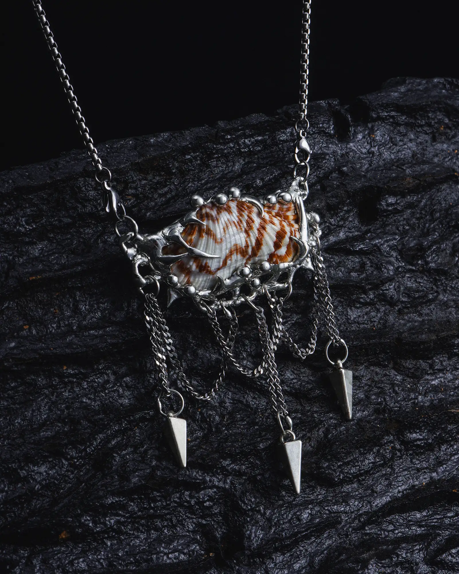 Tassel Ark, Sleek Hand-soldered Seashell Necklace - view 2