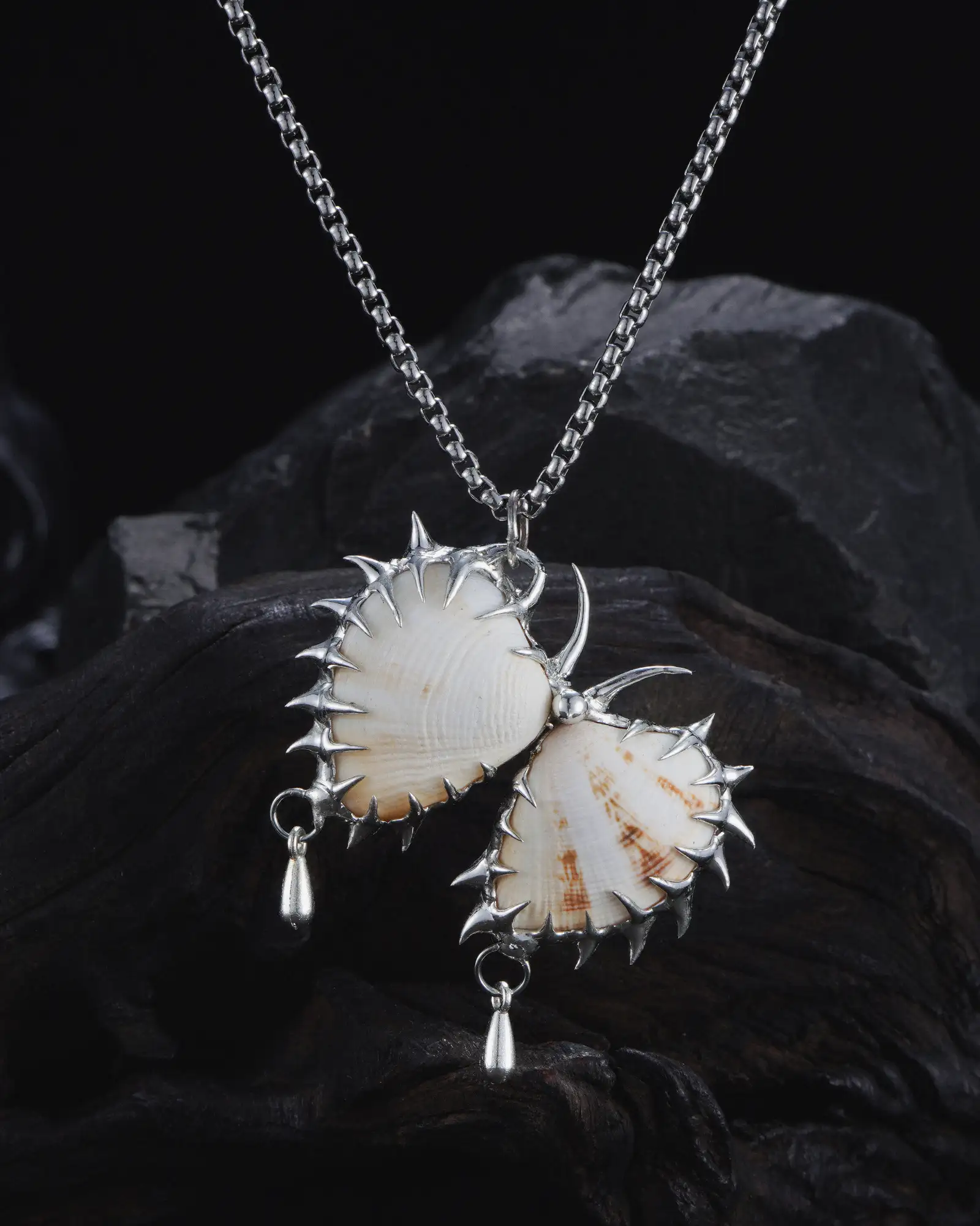 Spined Wing, Metamorphic Soldered Seashell Necklace - view 1