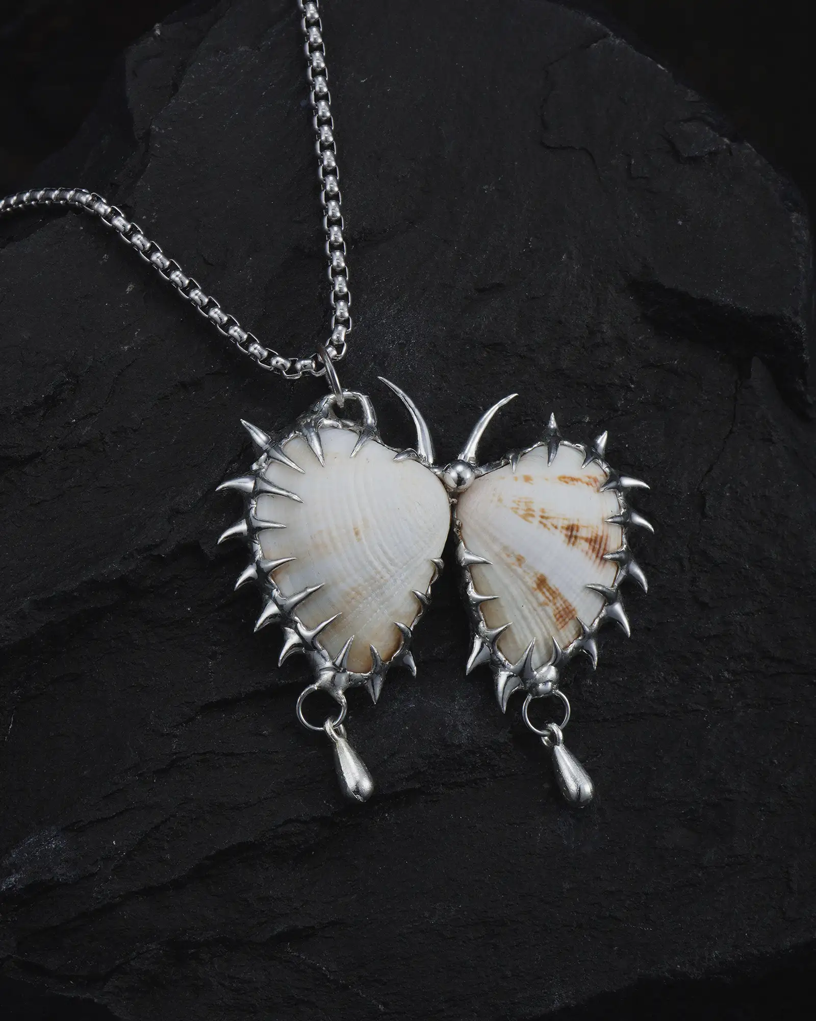 Spined Wing, Metamorphic Soldered Seashell Necklace - view 2
