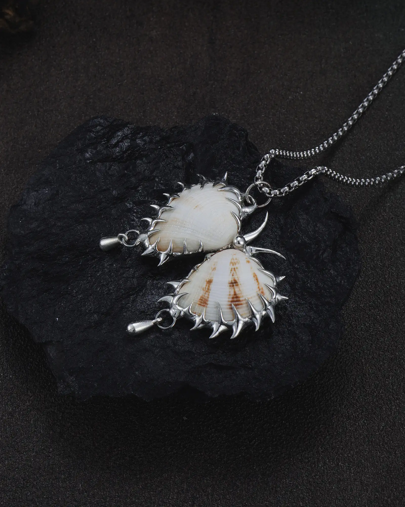 Spined Wing, Metamorphic Soldered Seashell Necklace - view 3
