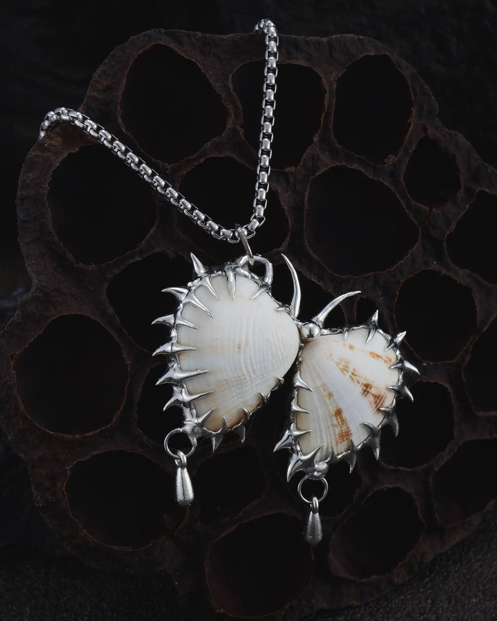 Spined Wing, Metamorphic Soldered Seashell Necklace - view 5