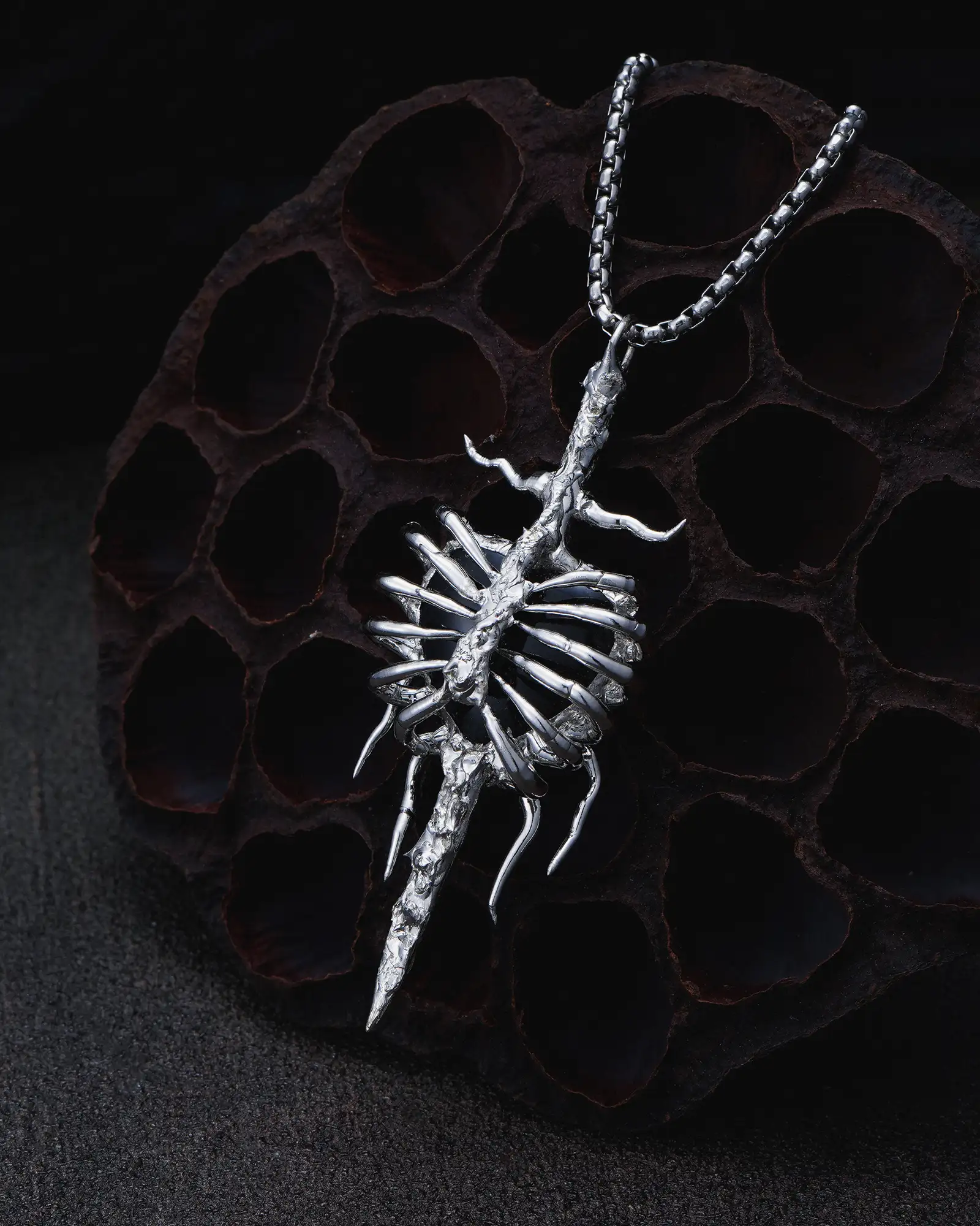 Stauros Heart, Ethereal Soldered Black Crystal Necklace - view 2