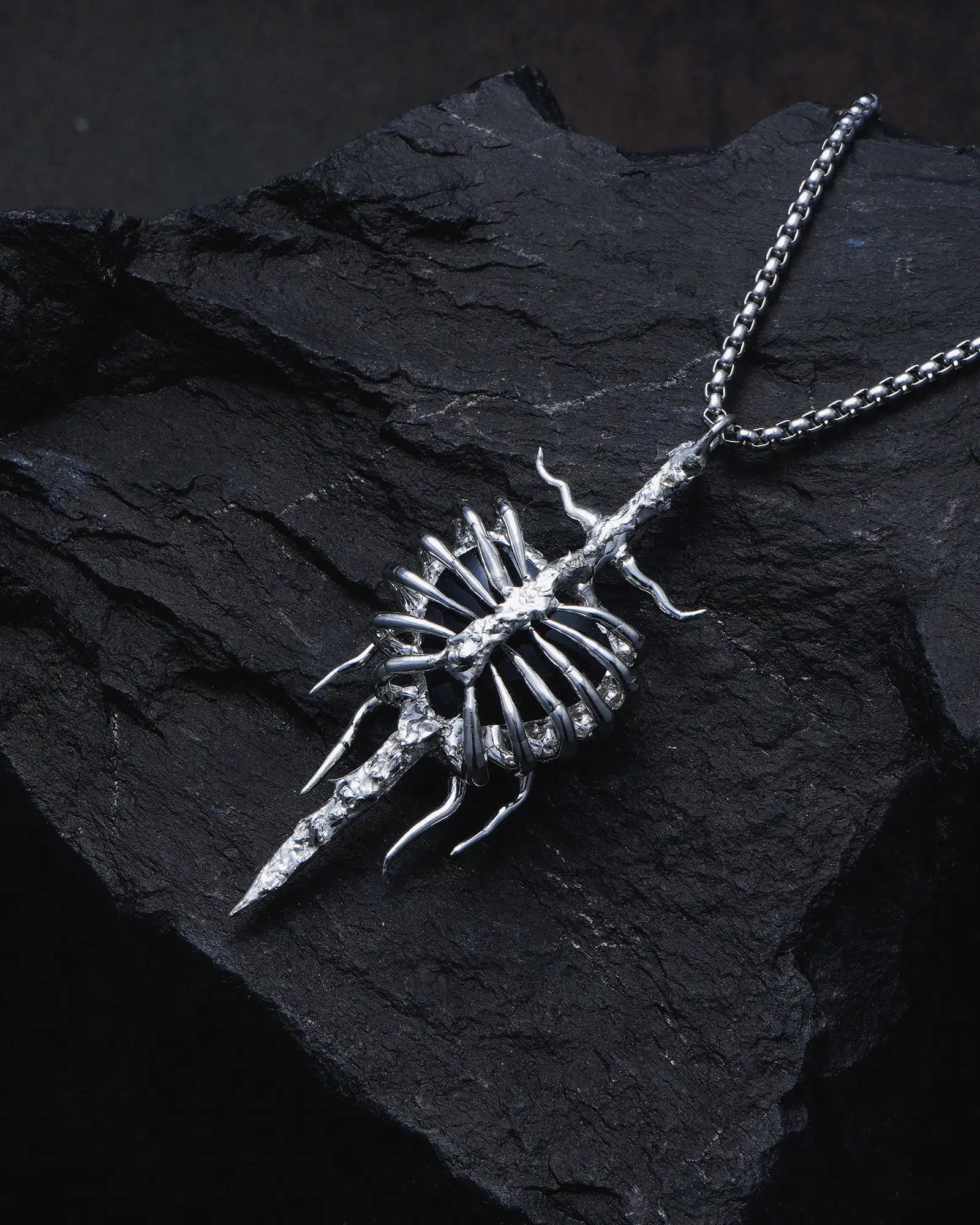 Stauros Heart, Ethereal Soldered Black Crystal Necklace - view 3