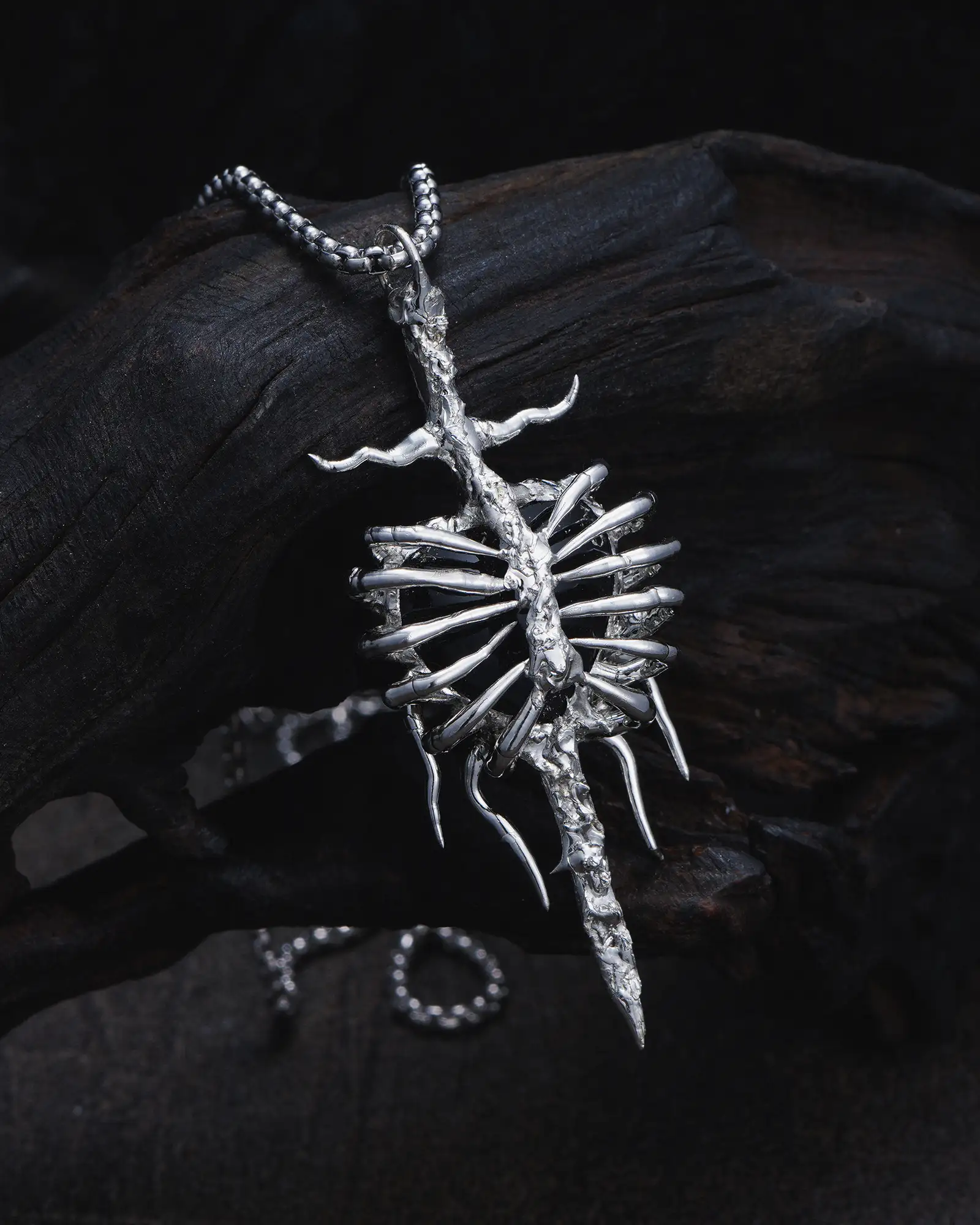 Stauros Heart, Ethereal Soldered Black Crystal Necklace - view 5