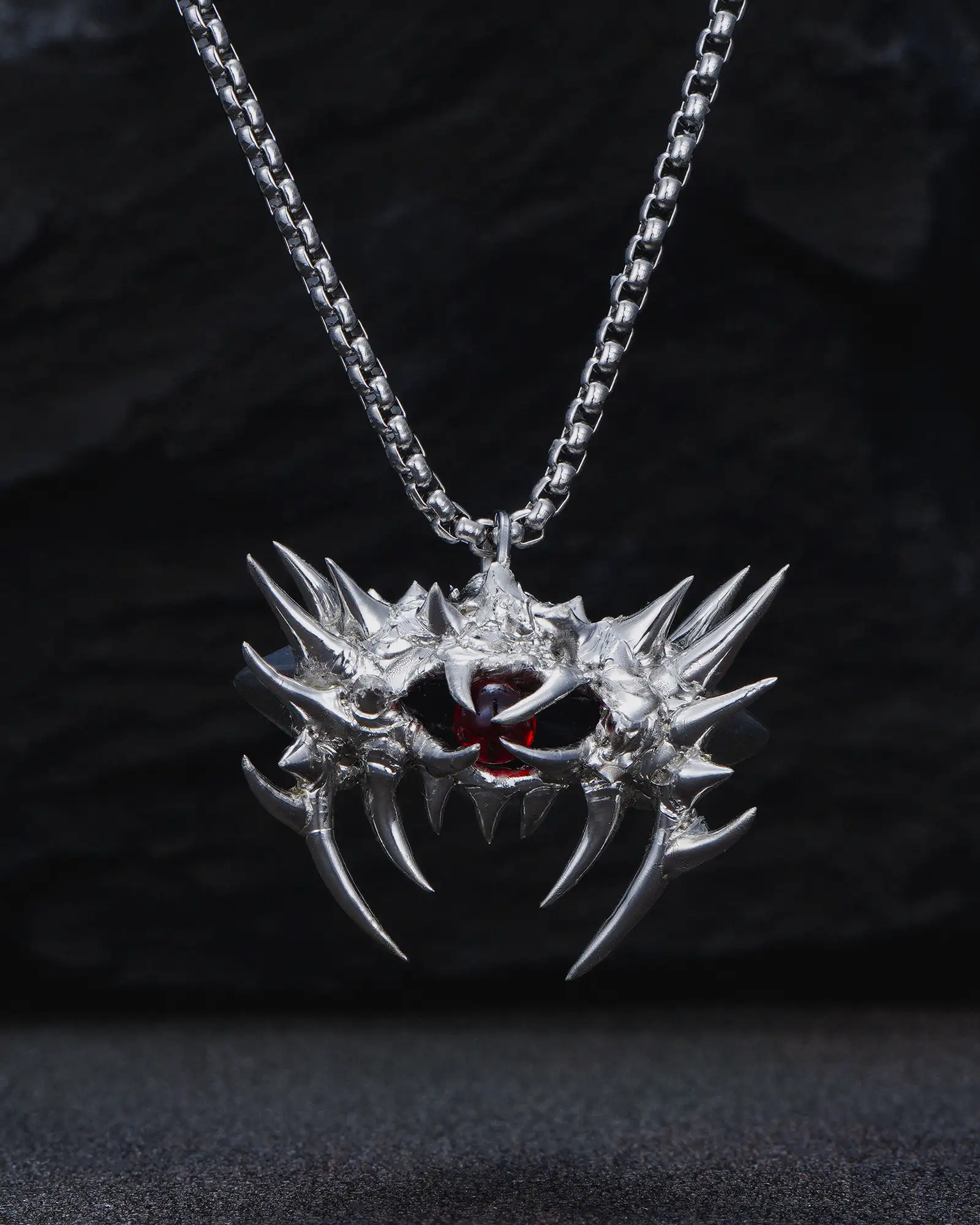 Crimson Panoptes, Uncanny Soldered Garnet Necklace - view 1