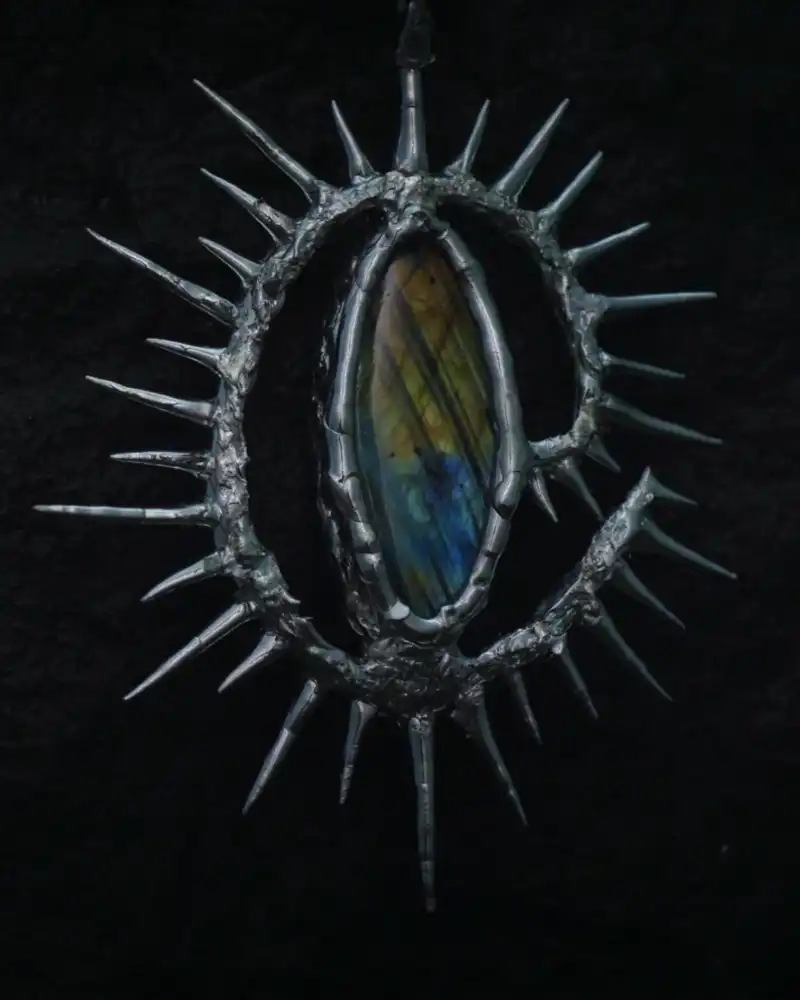 Corona Aeterna, Gothic Soldered Labradorite Necklace - view 1